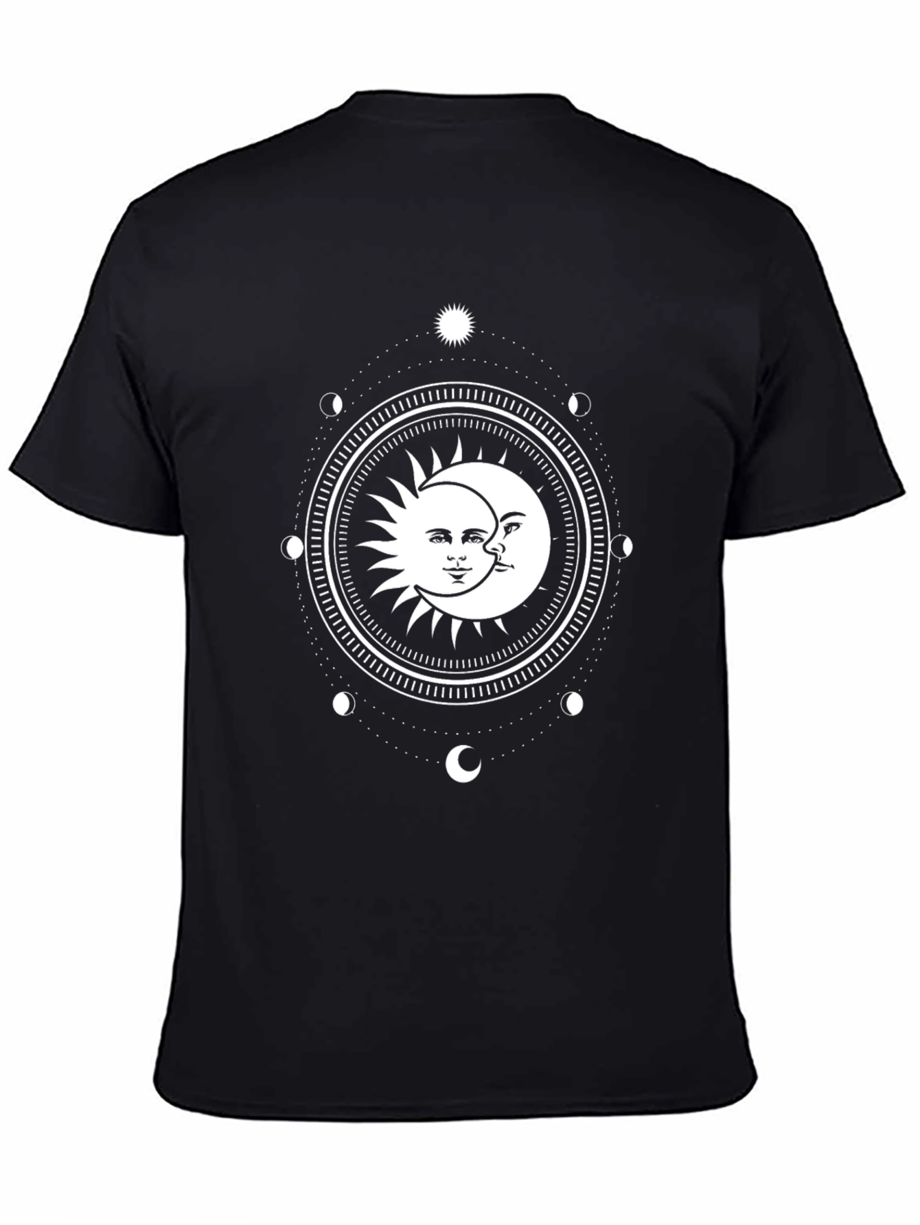 Black Celestial Sun & Moon Graphic Tee - Black Cotton Blend view 4