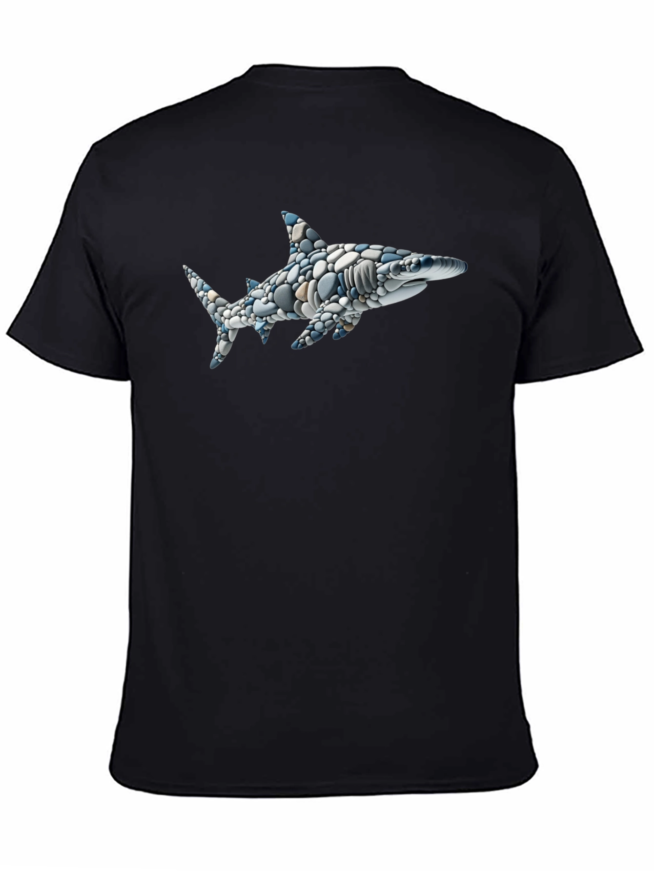 Black Stone Shark Graphic Tee - Unique Design view 4