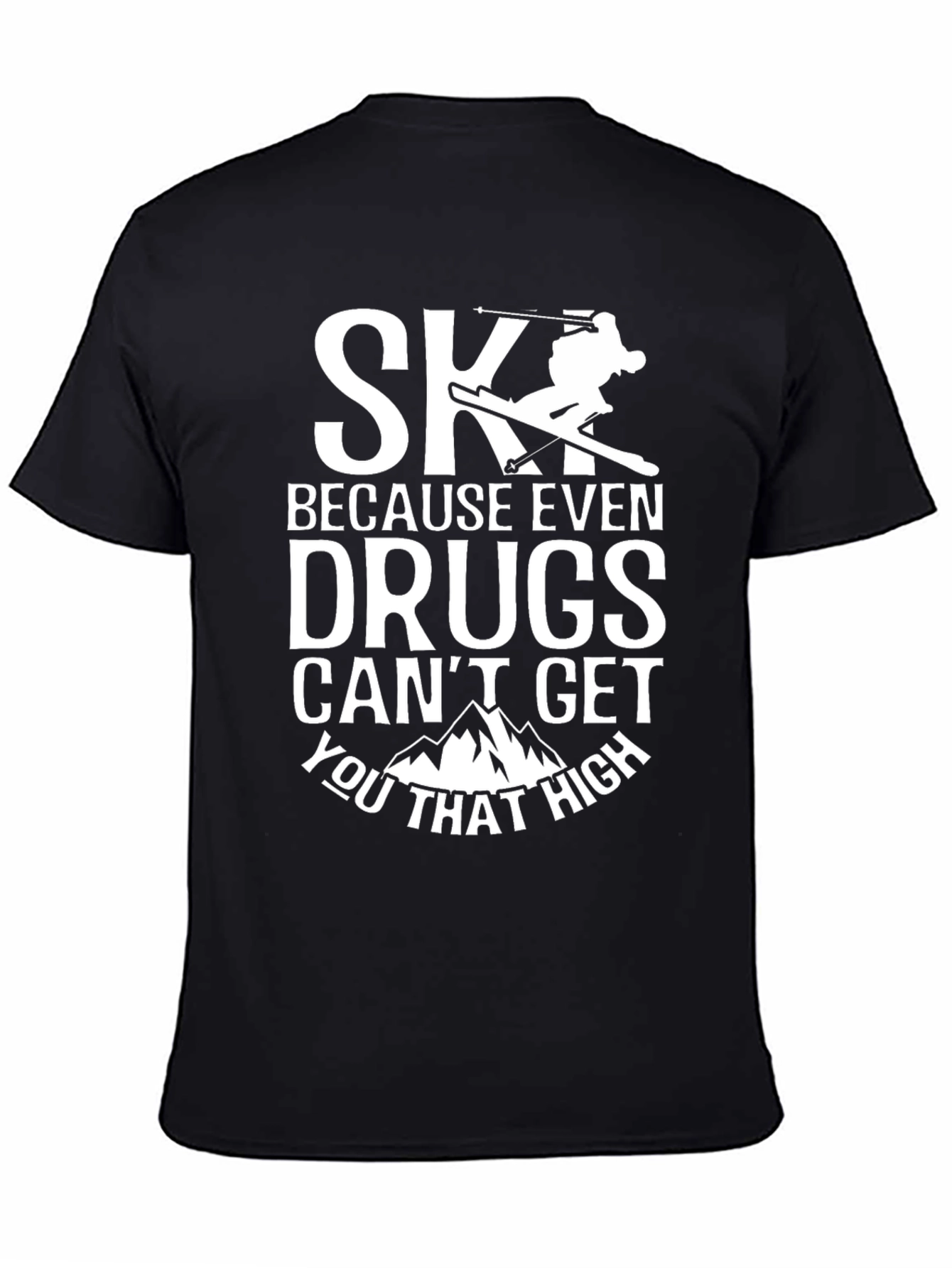 Black Skiing Humor T-Shirt - High Altitude Thrills view 4