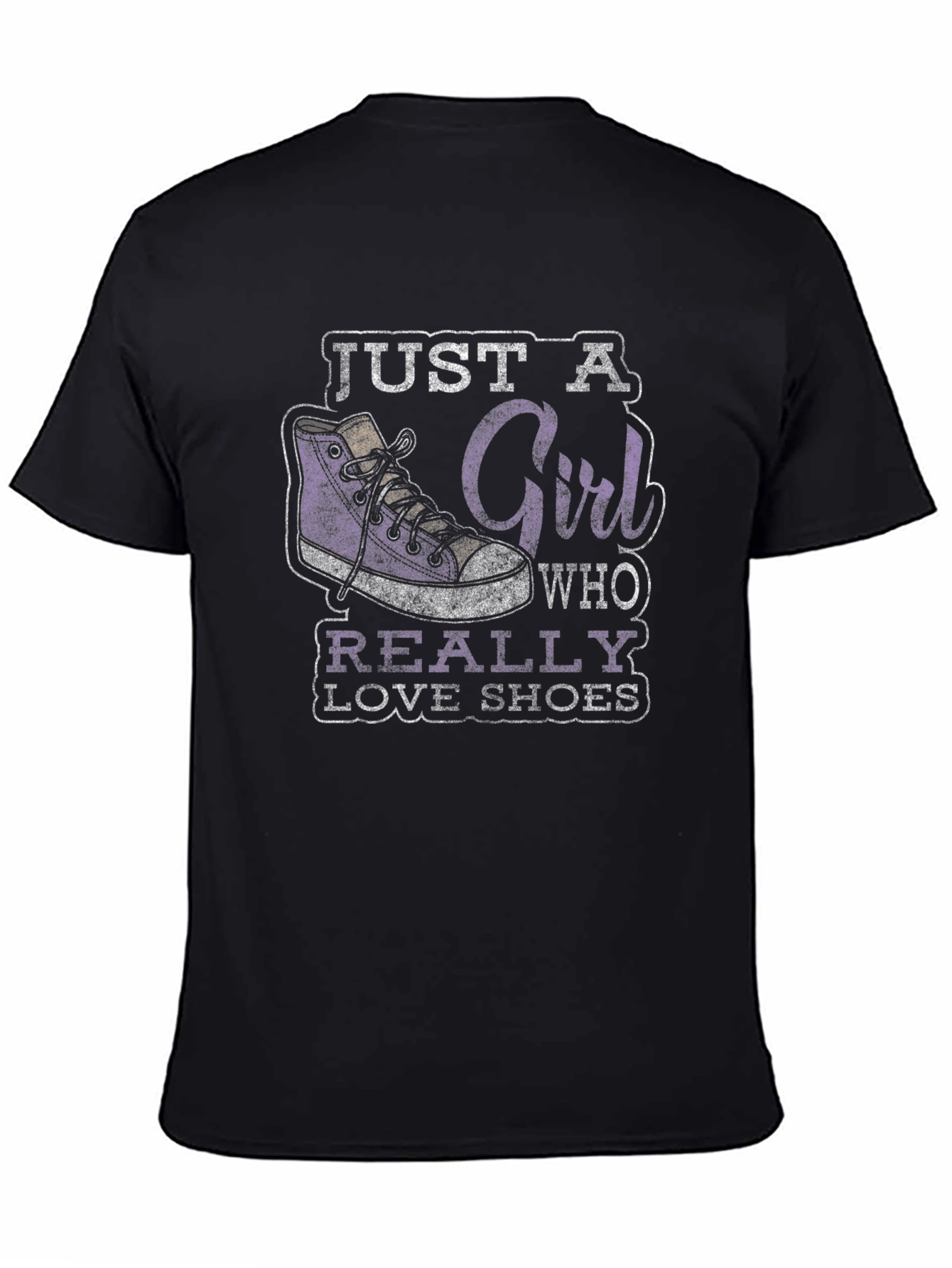 Black Just a Girl Who Really Loves Shoes Graphic Tee view 4
