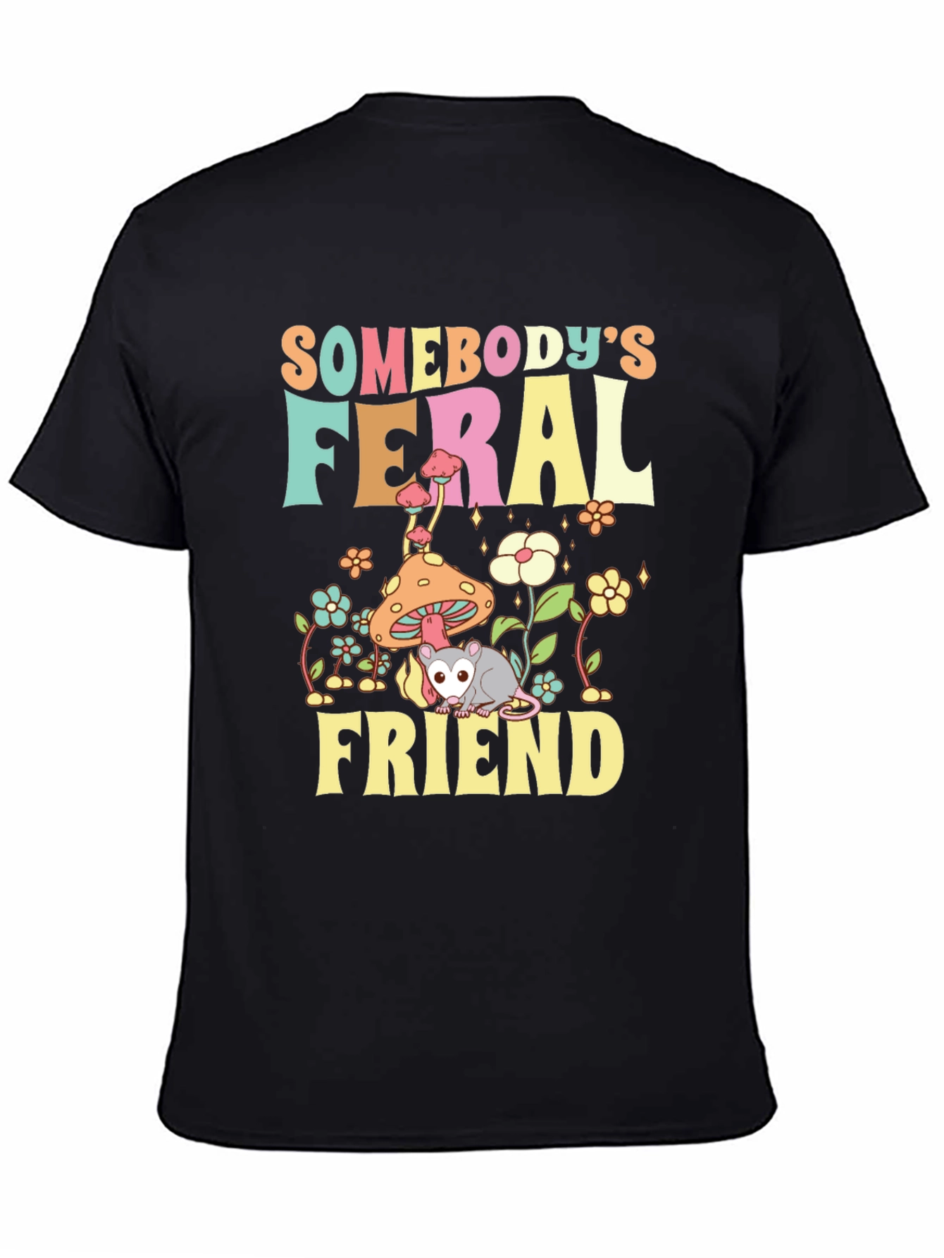 Black Feral Friend Graphic T-Shirt view 4