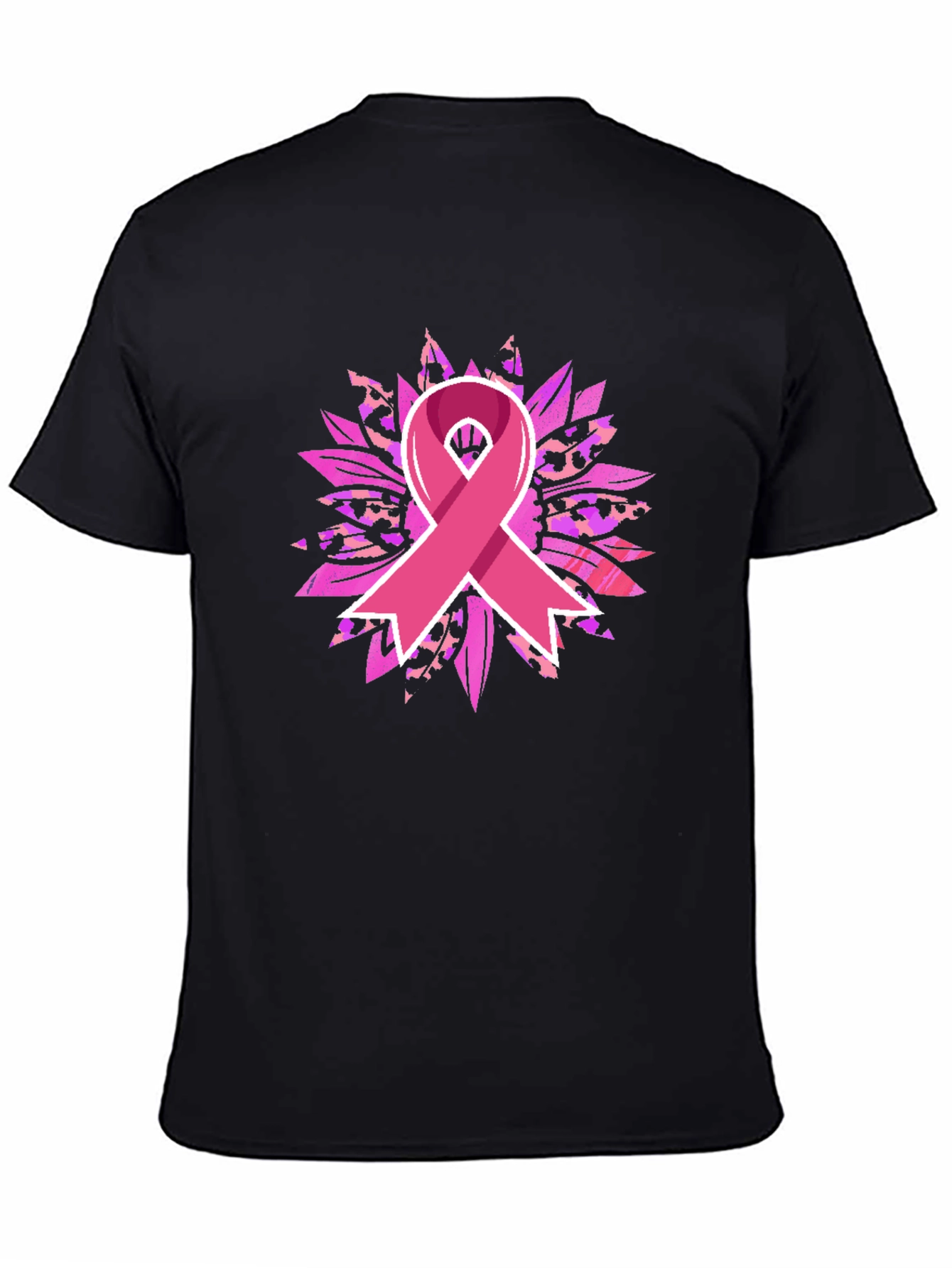 Breast Cancer Awareness Ribbon Sunflower Graphic Tee - 4