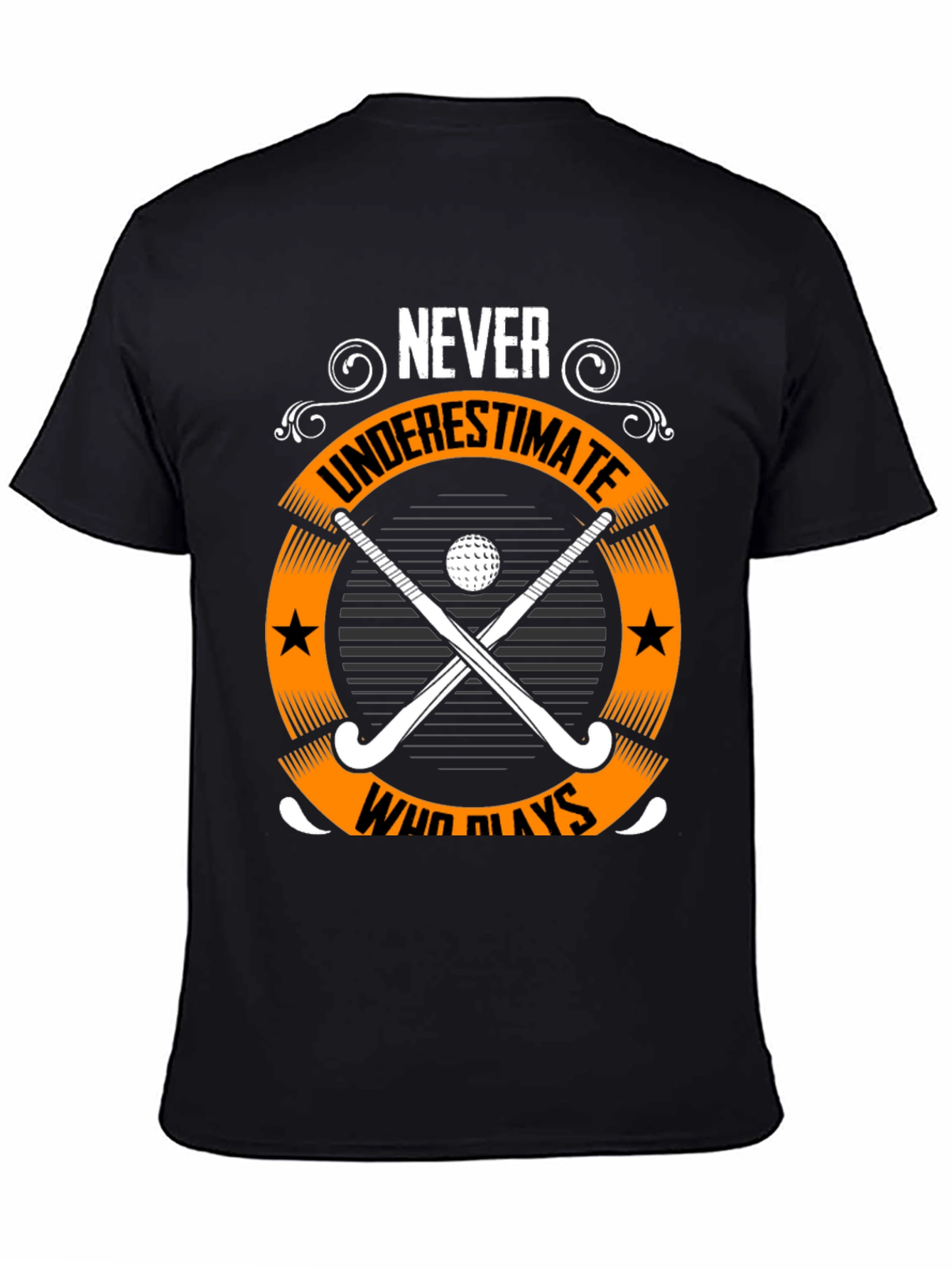 Black Never Underestimate Who Plays Hockey Graphic Tee view 4