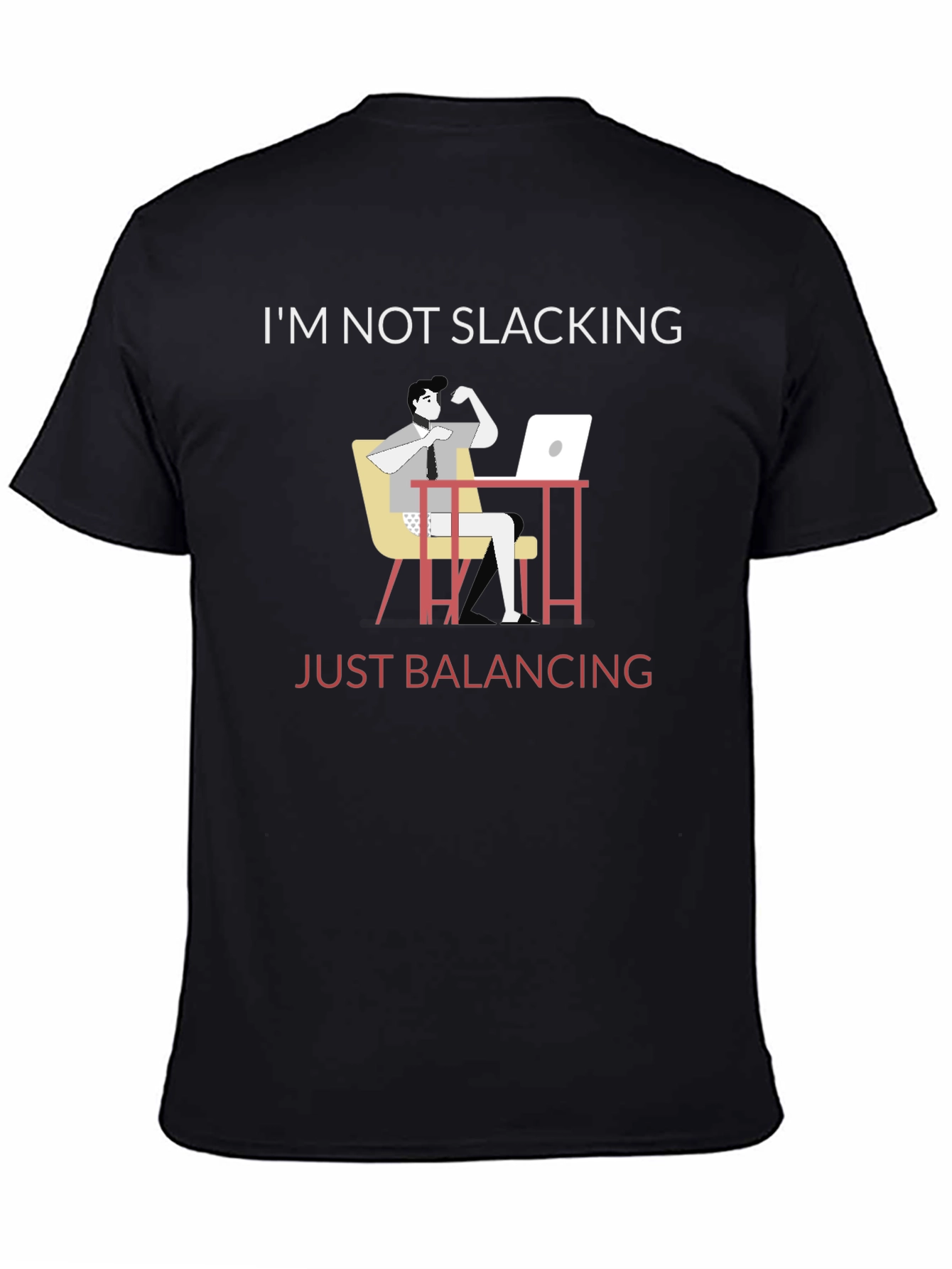 Black Funny Balancing Act T-Shirt: Work From Home Humor view 4