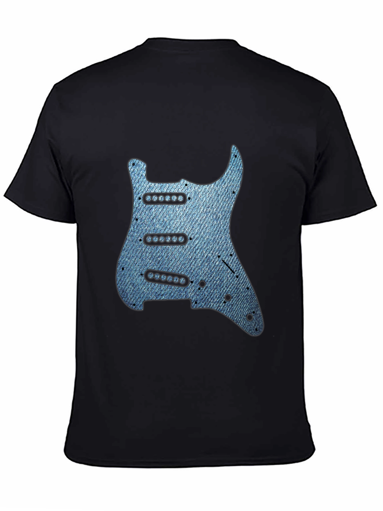 Black Guitar Pickguard Denim T-Shirt view 4