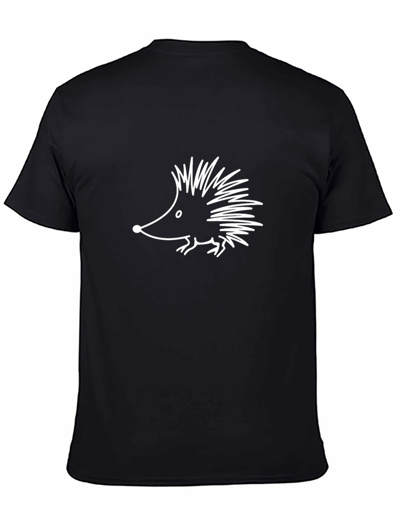 Black Cute Hedgehog Graphic Tee - Black Cotton Comfort view 4