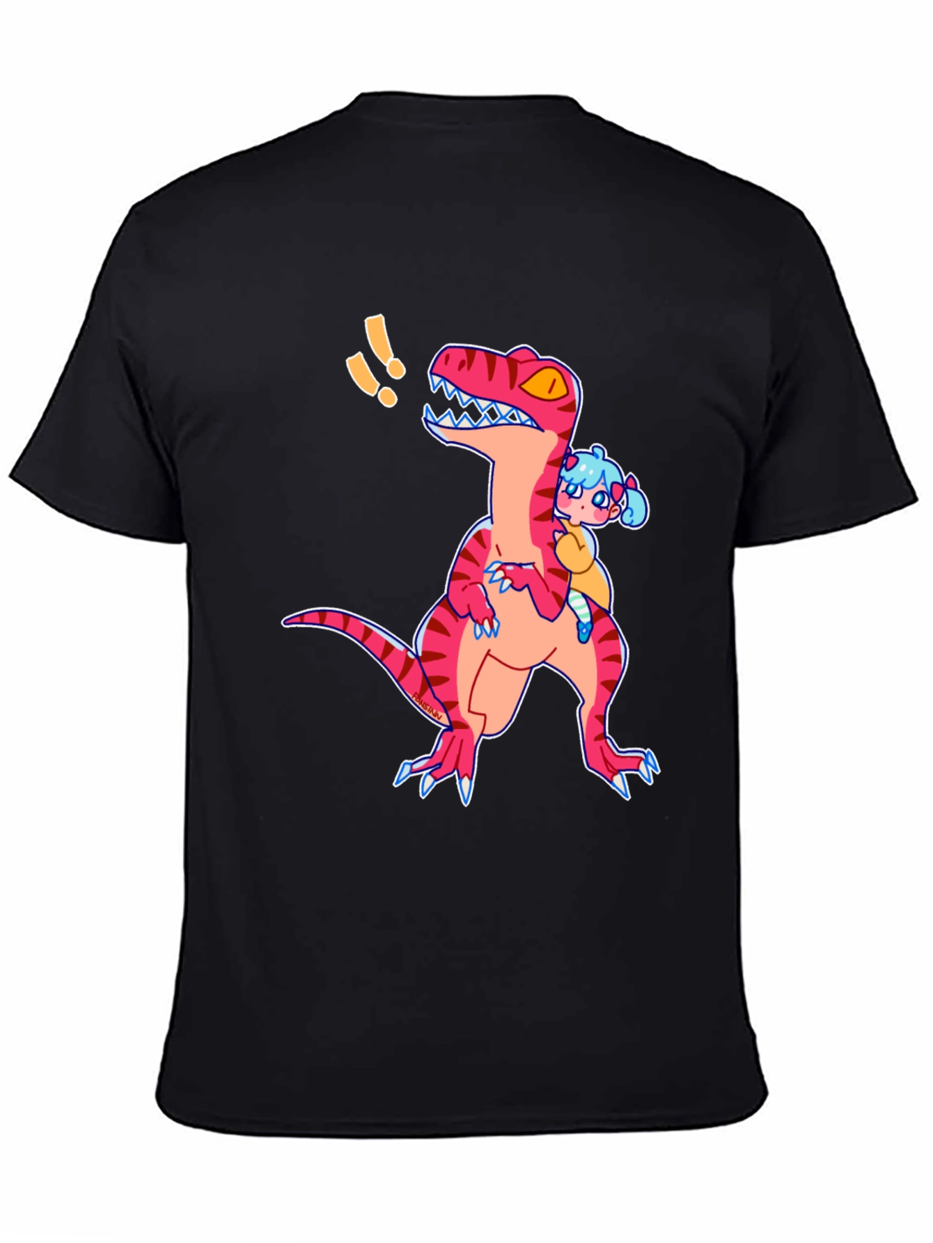 Black Dino & Girl Graphic Tee - Black view 4