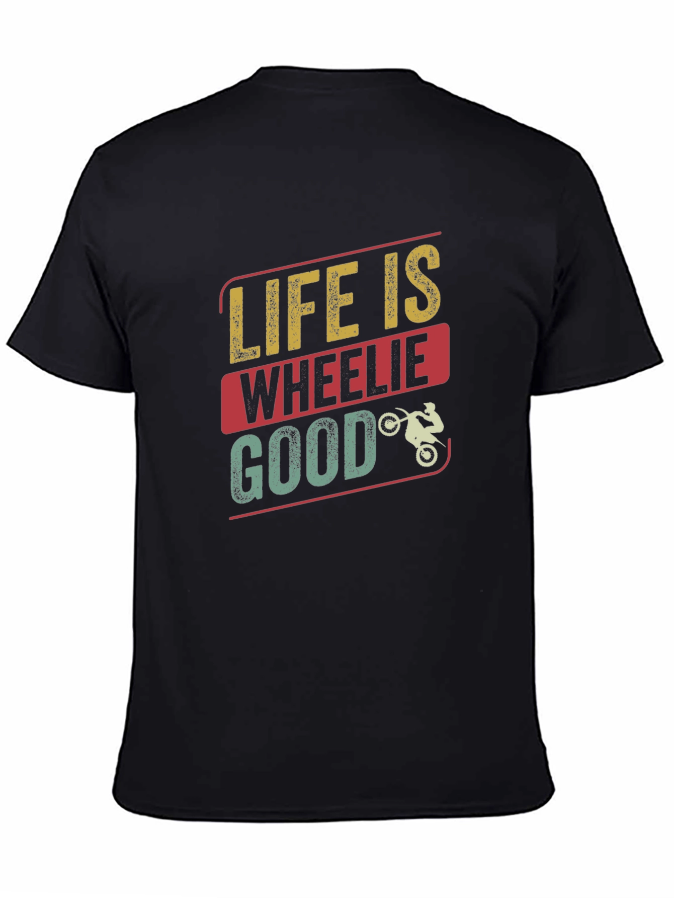 Black Life is Wheelie Good T-Shirt - Black Crew Neck Tee view 4