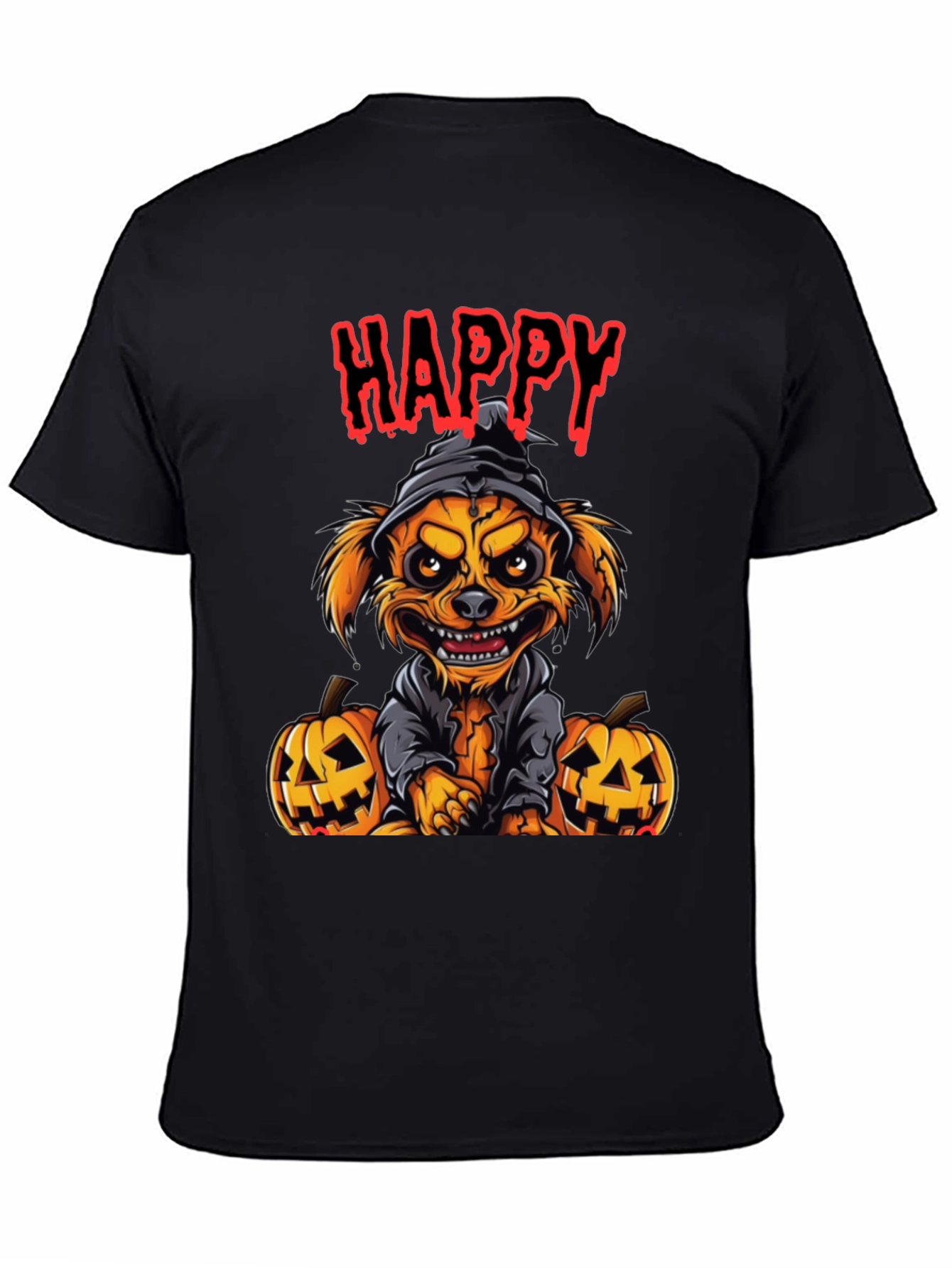 Black Happy Halloween Dog T-Shirt view 4