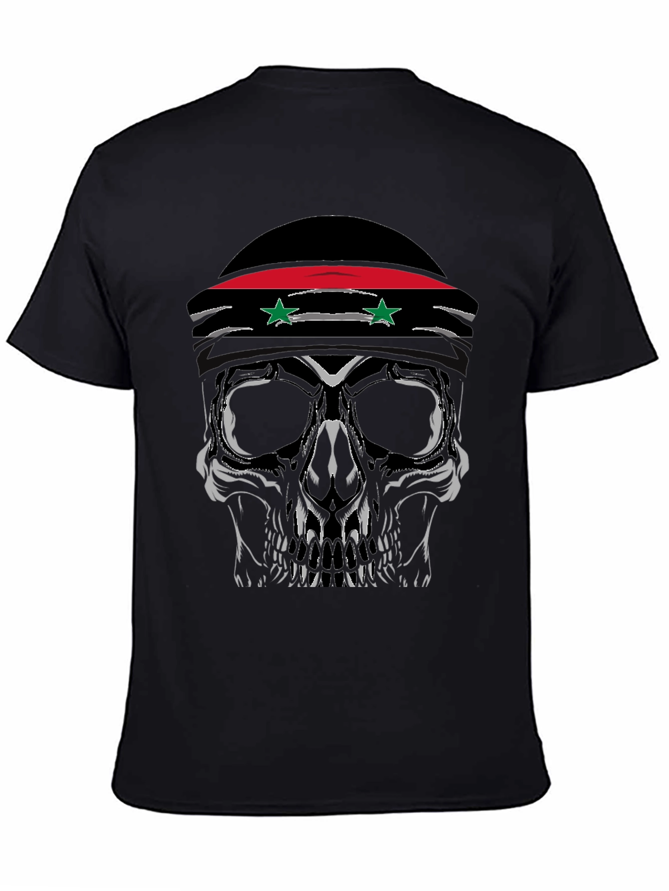 Black Skull T-Shirt with Syrian Flag Headband - Men's view 4