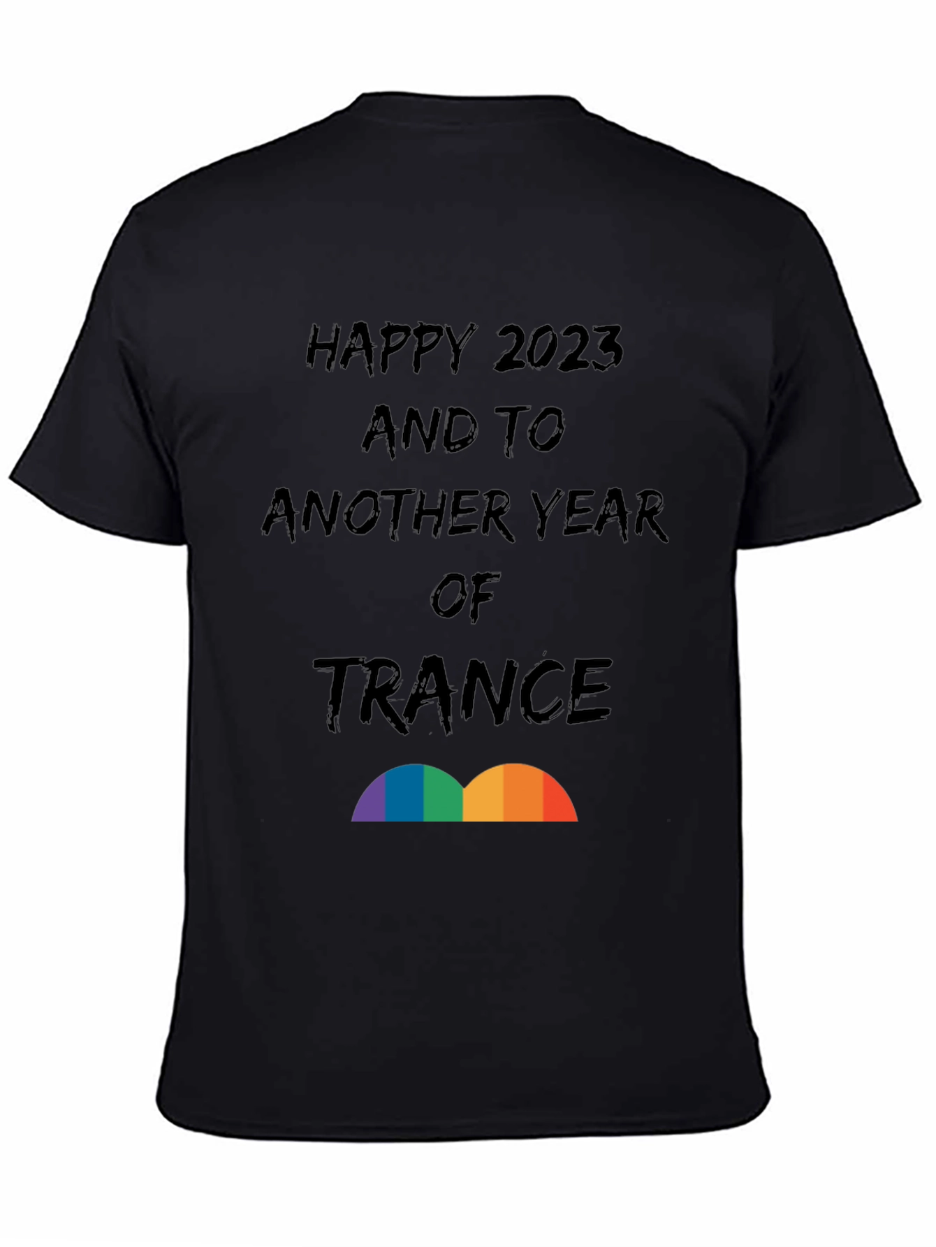Black Happy 2023 Trance T-Shirt - New Year Celebration Tee view 4