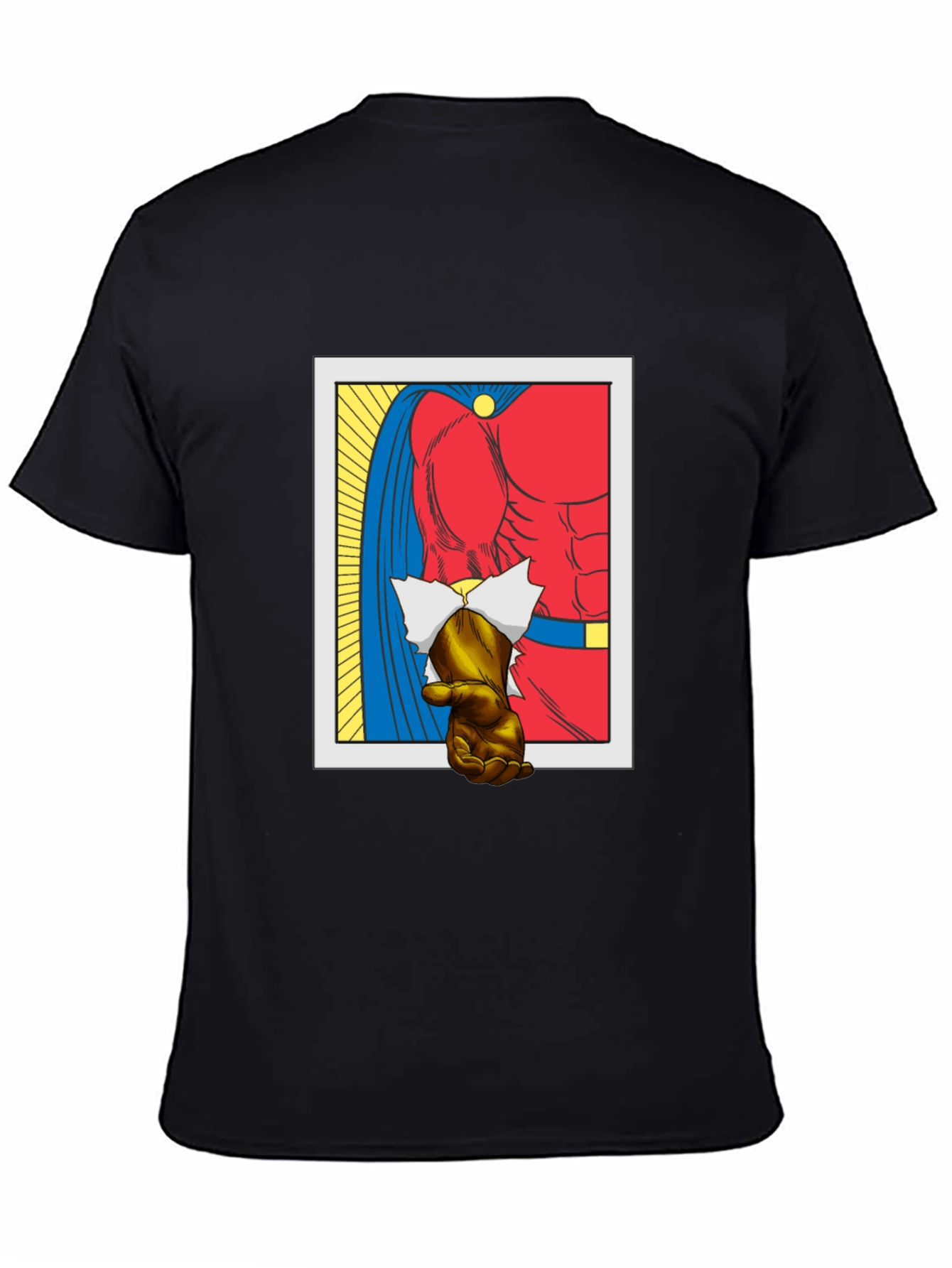 Black Superhero Chest Comic Graphic T-Shirt view 4