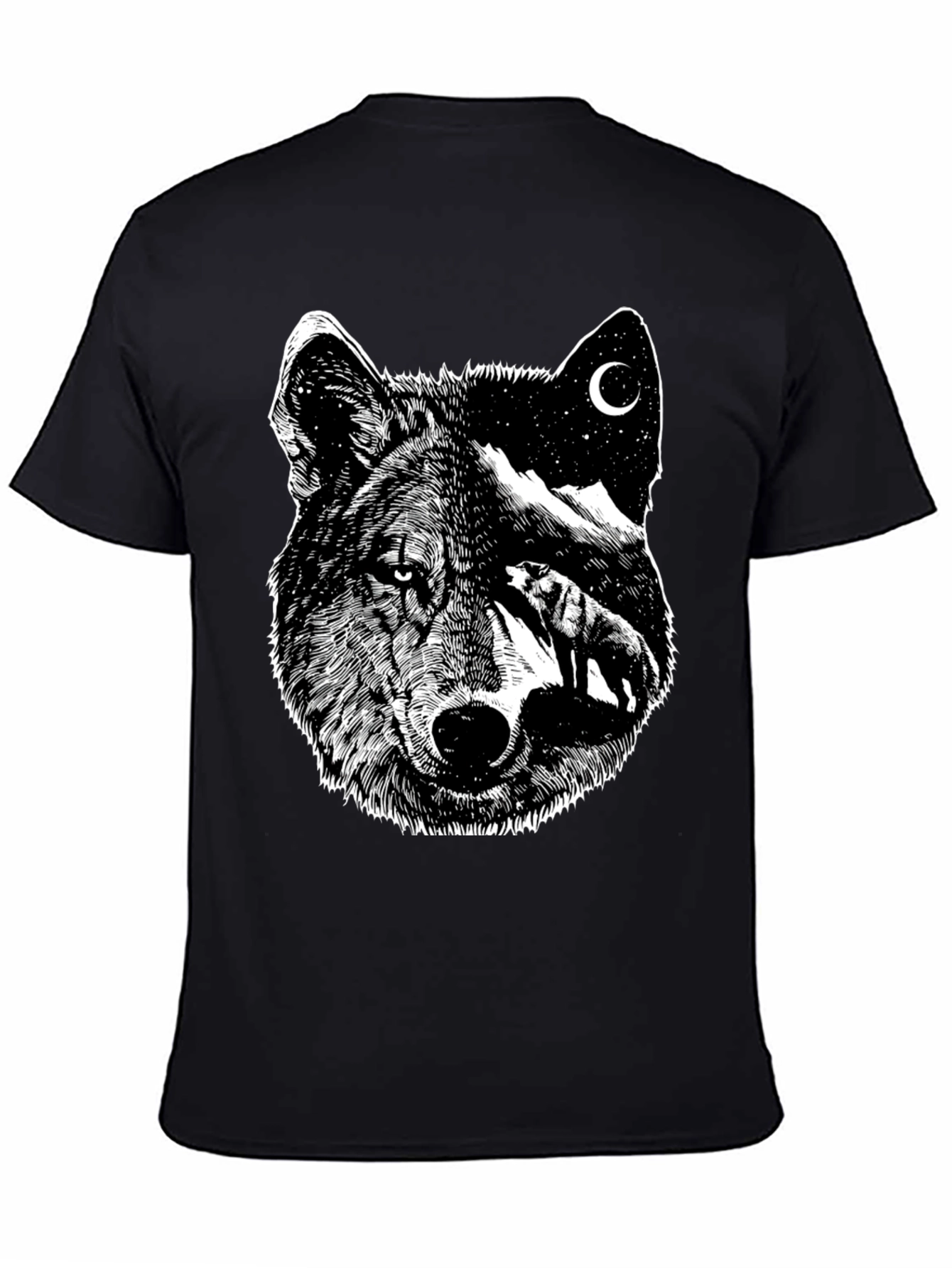 Black Wolf Moon Graphic Tee - Black view 4