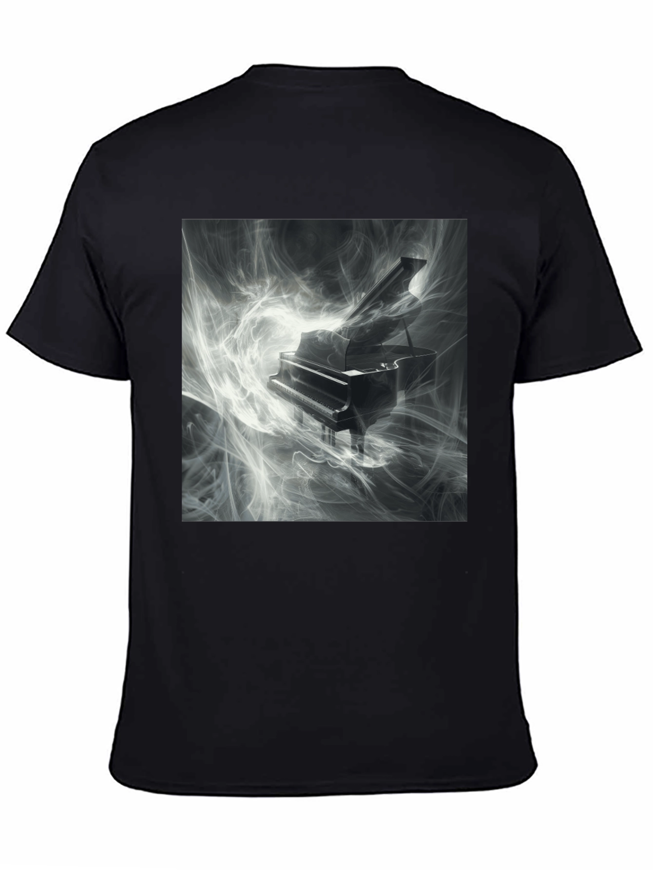 Black Piano Music T-Shirt - Artistic Black Tee view 4