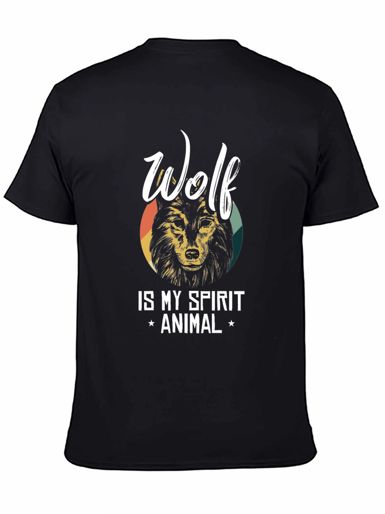 Black Wolf Spirit Animal Graphic Tee - Black view 4