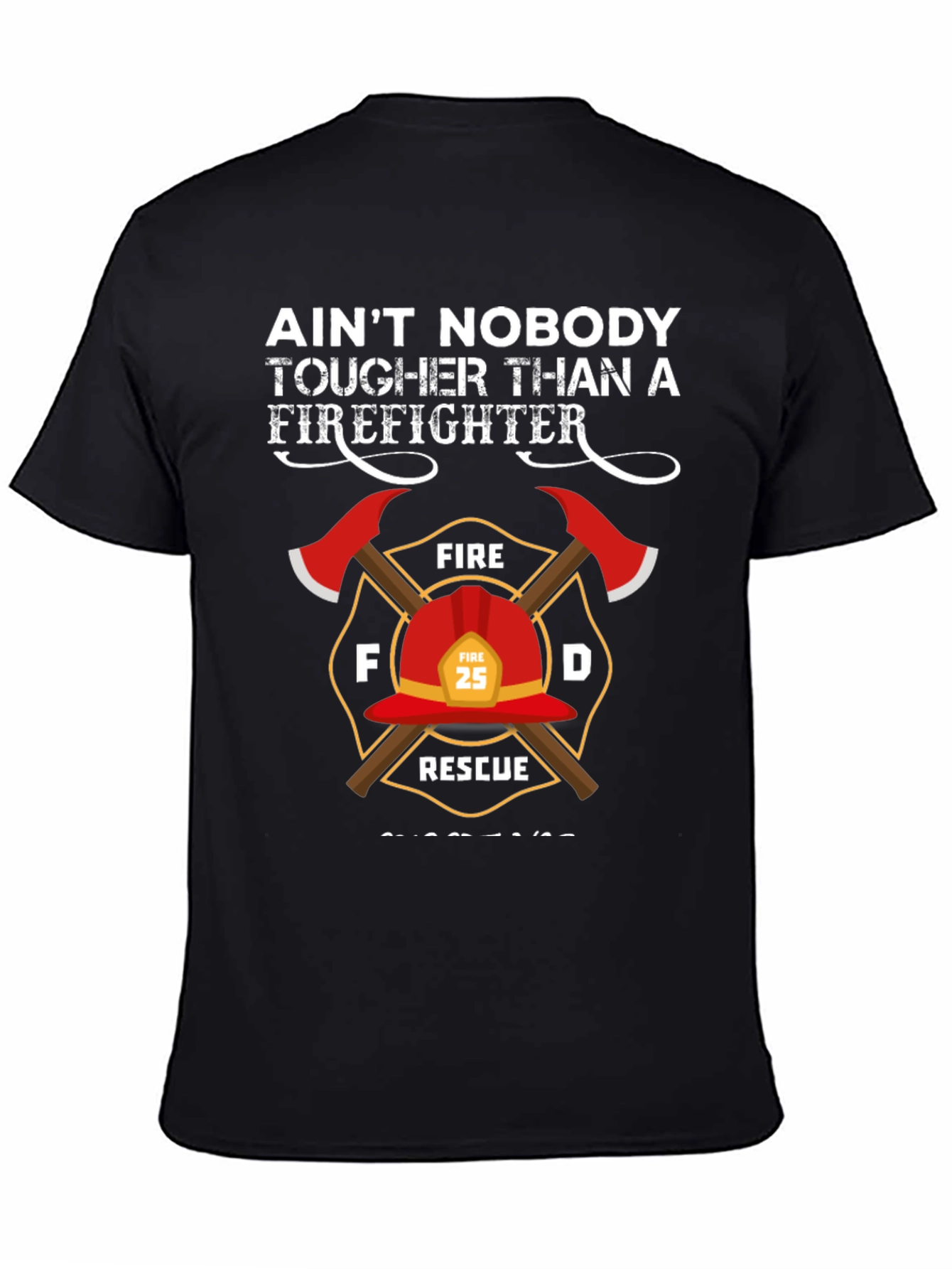 Black Firefighter T-Shirt - Tougher Than a Firefighter Tee view 4
