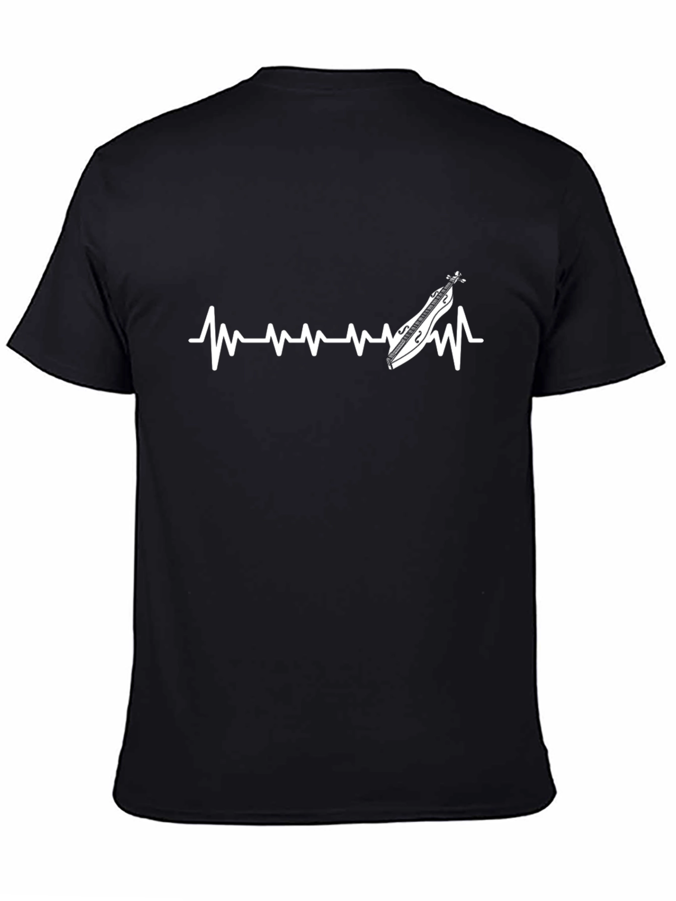 Black Dulcimer Heartbeat Graphic Tee - Black Cotton T-Shirt view 4