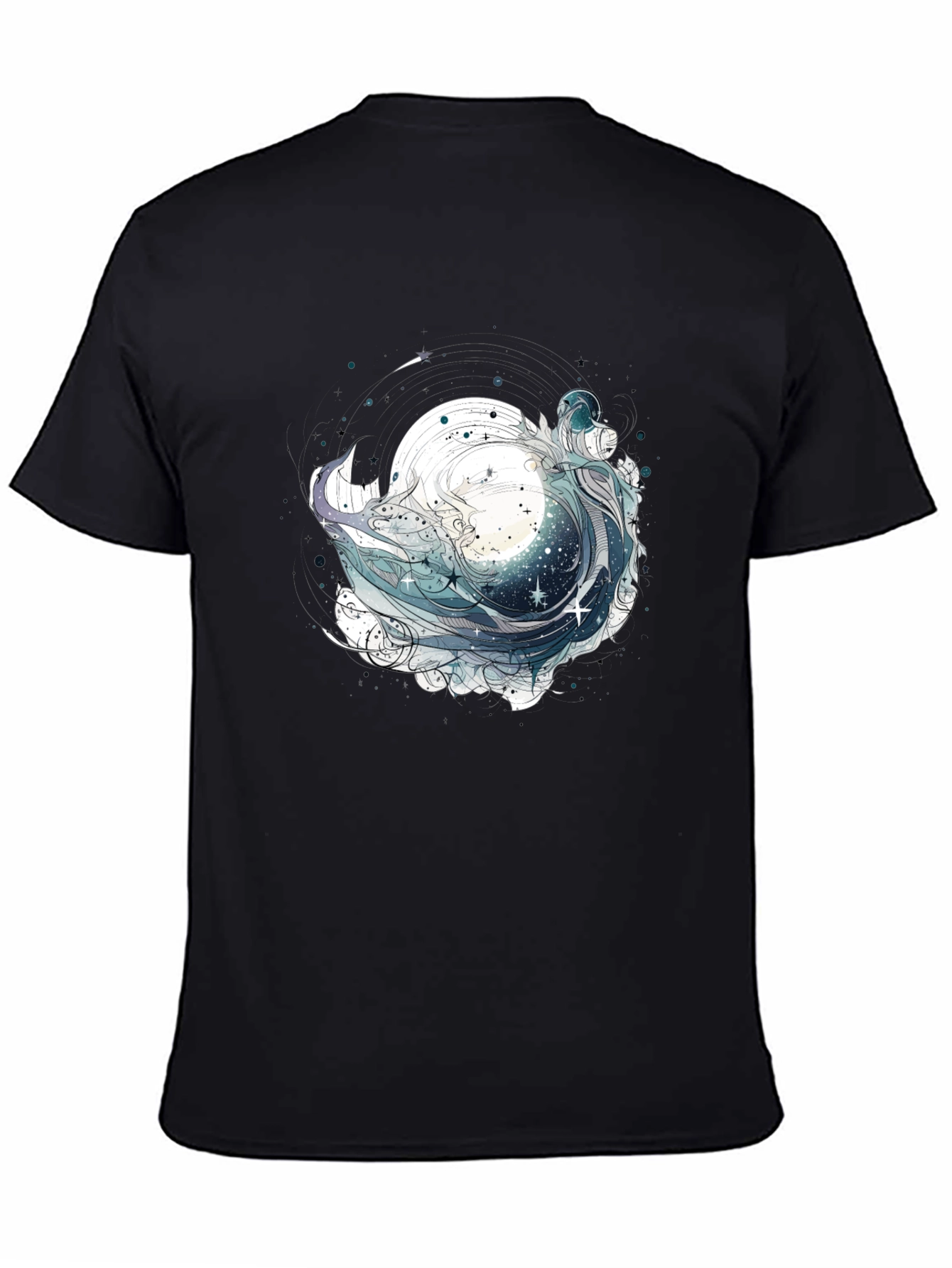 Black Celestial Wave Graphic Tee - Black view 4