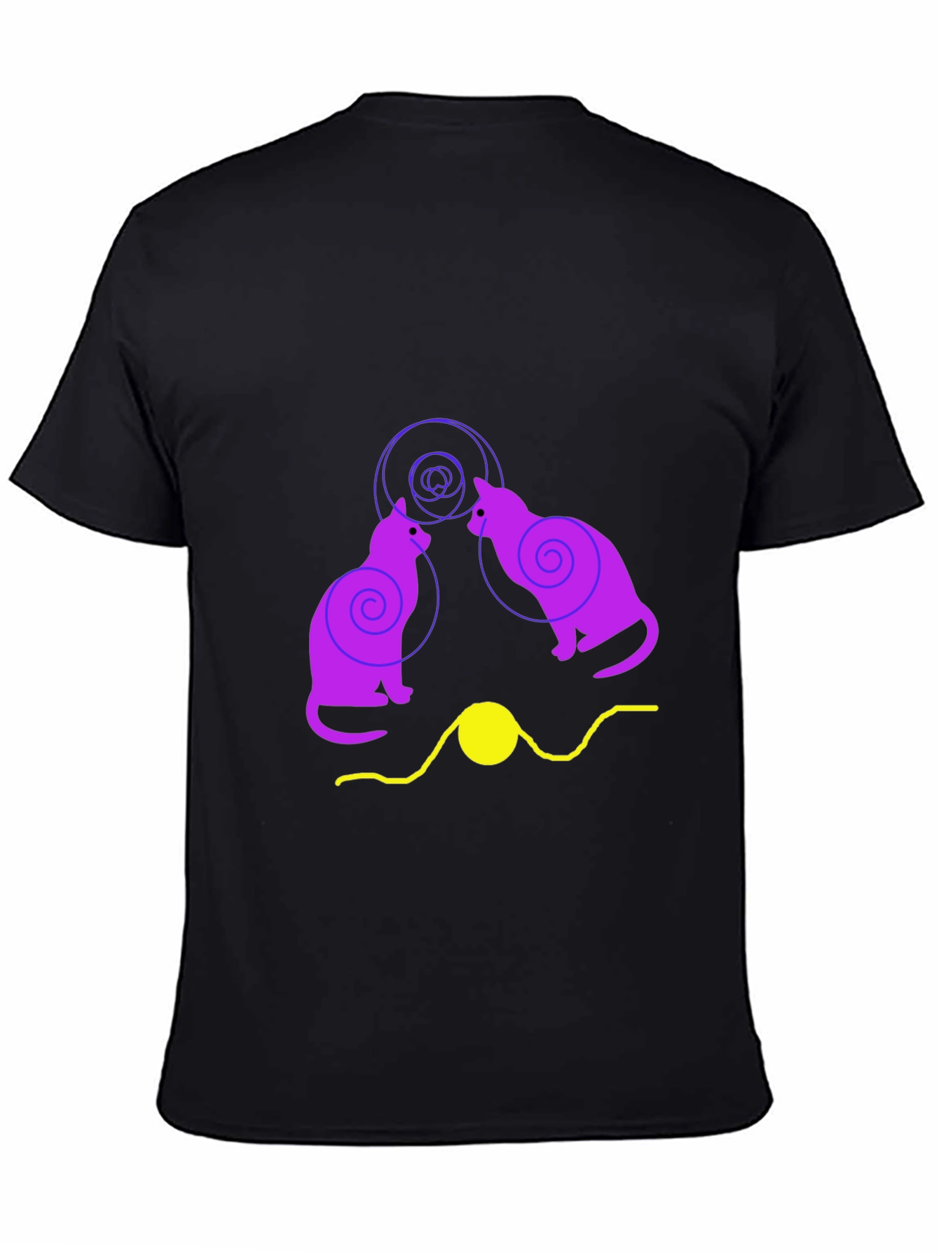 Black Cats and Yarn Graphic T-Shirt - Black view 4