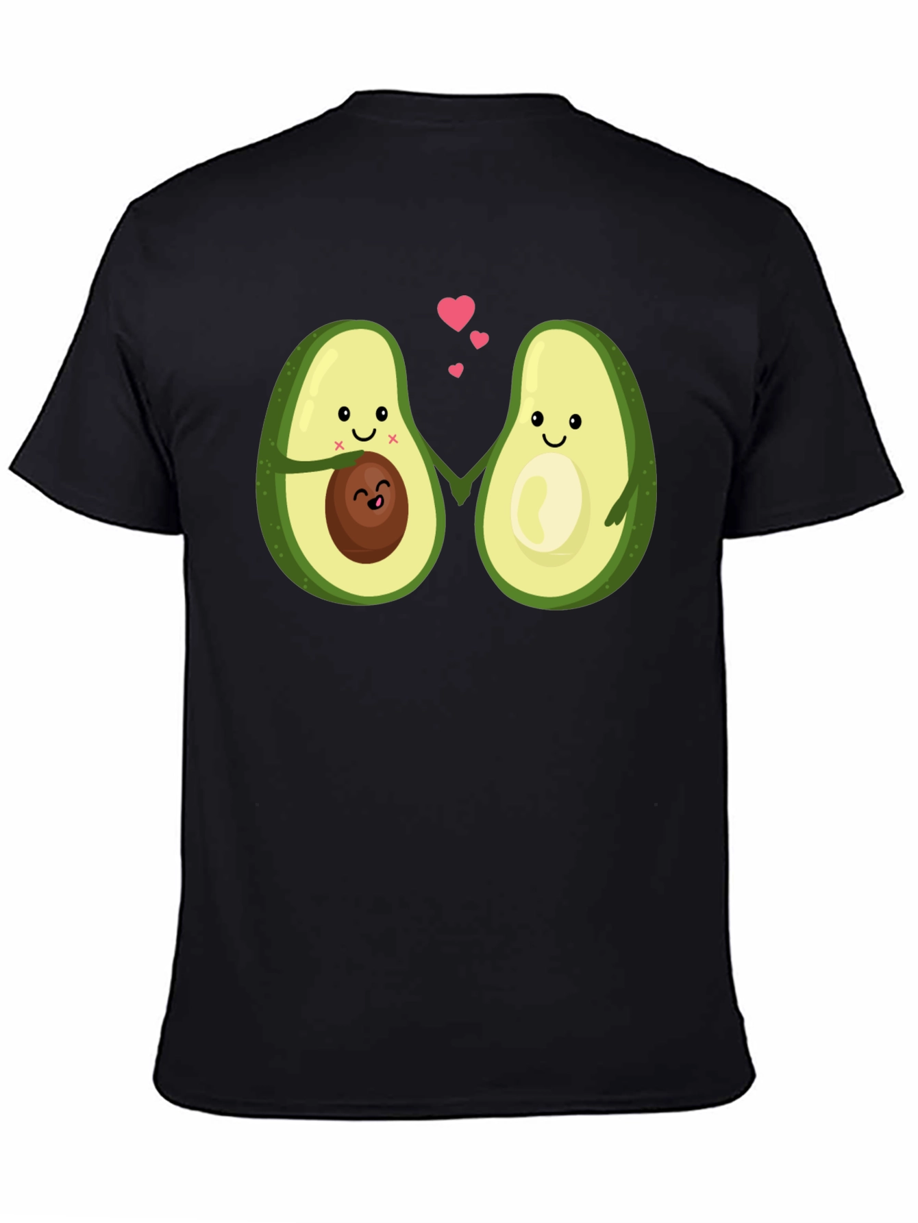 Black Cute Avocado Couple Black T-Shirt view 4