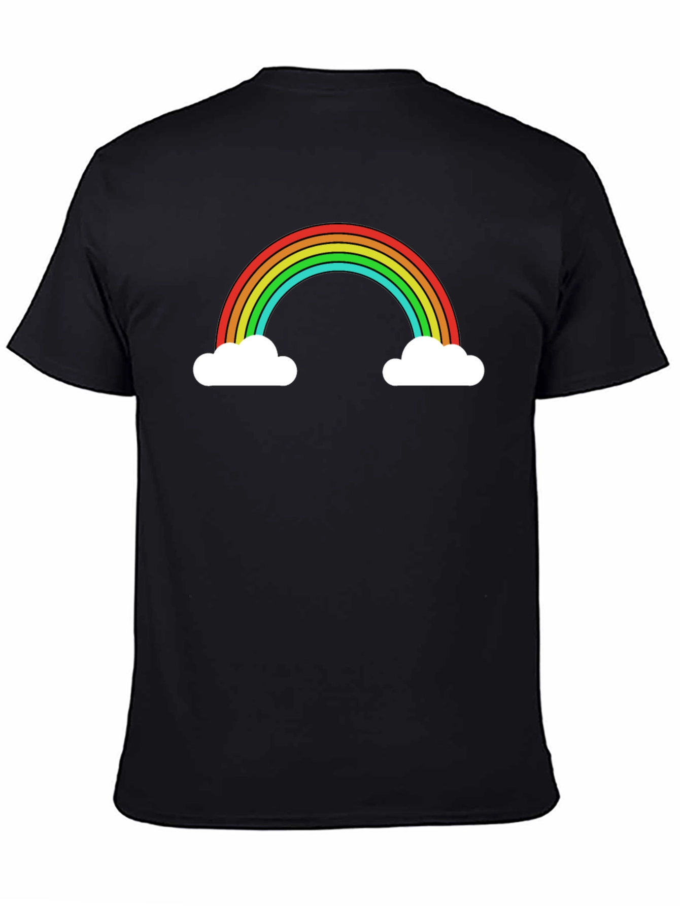 Black Rainbow Cloud Graphic Tee - Black Casual T-Shirt view 4