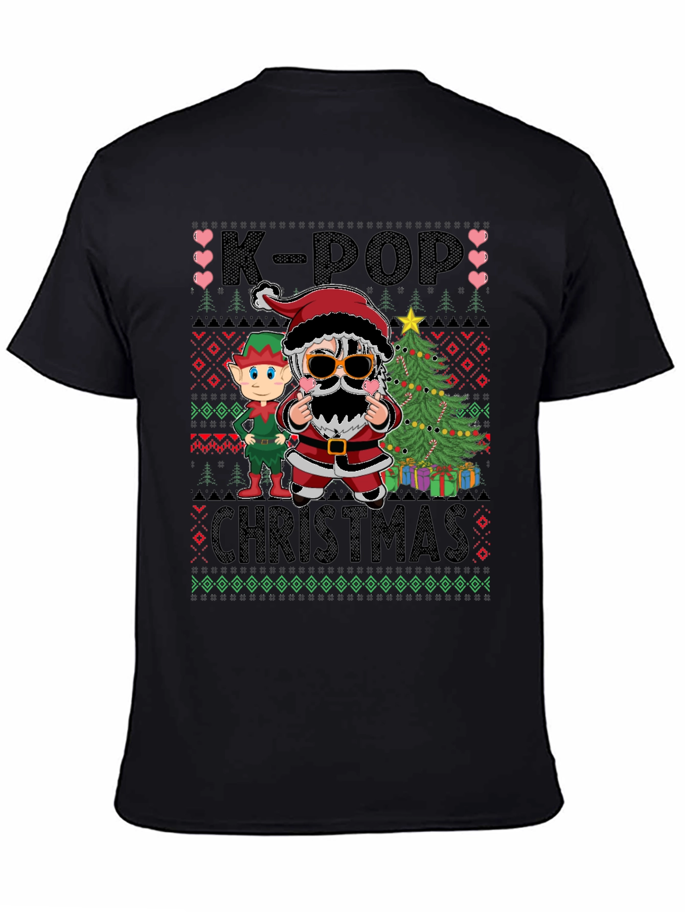 Black K-Pop Christmas T-Shirt view 4