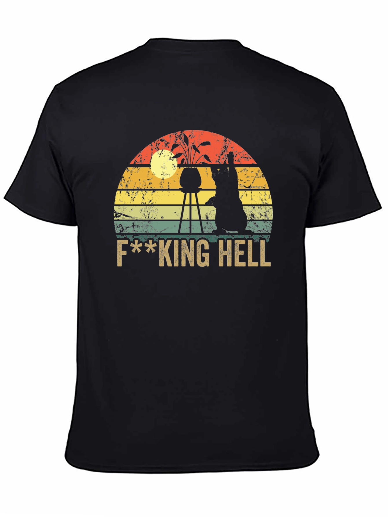 Black F***ing Hell Cat Graphic T-Shirt view 4