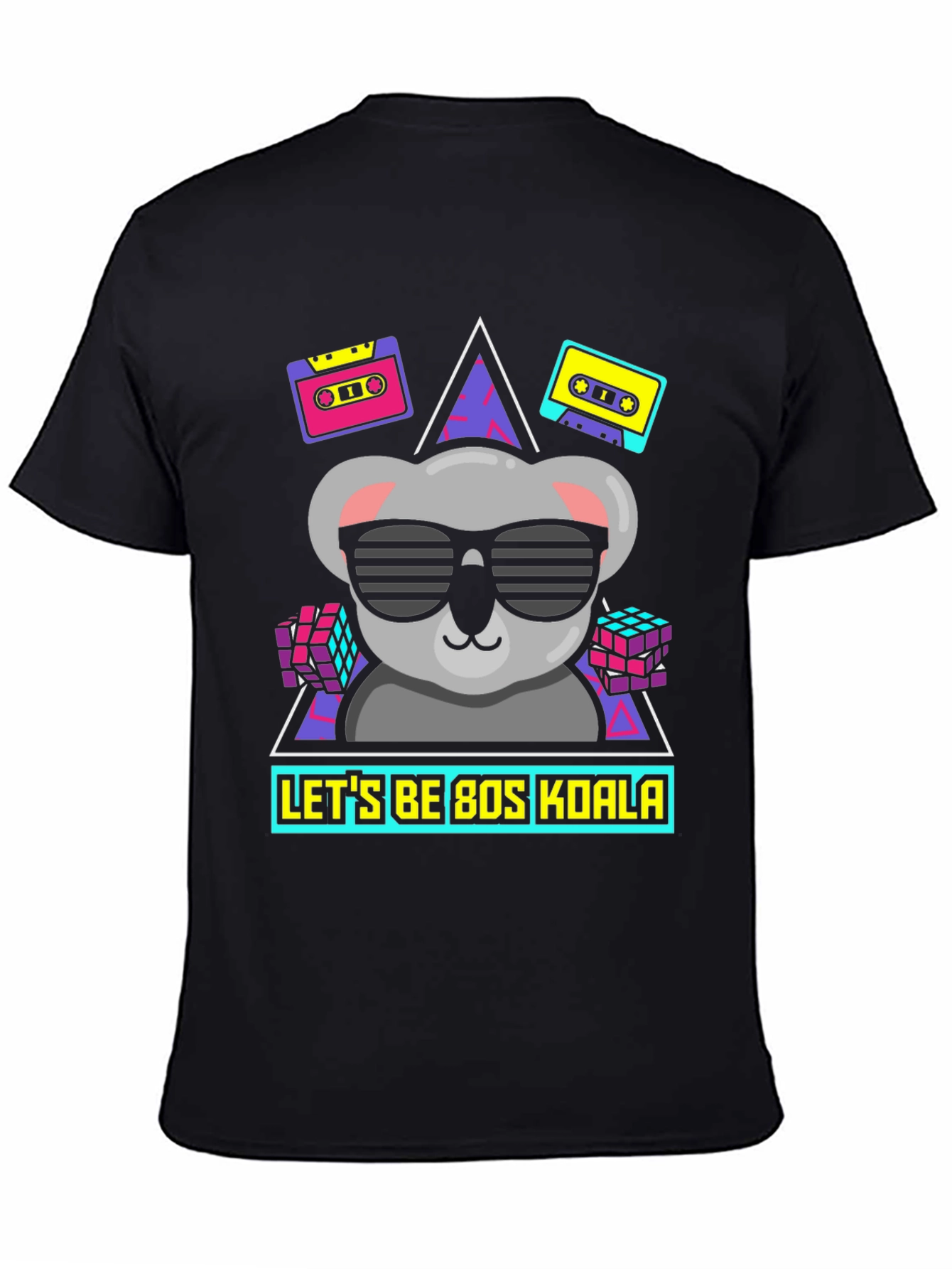 Black Retro 80s Koala T-Shirt view 4