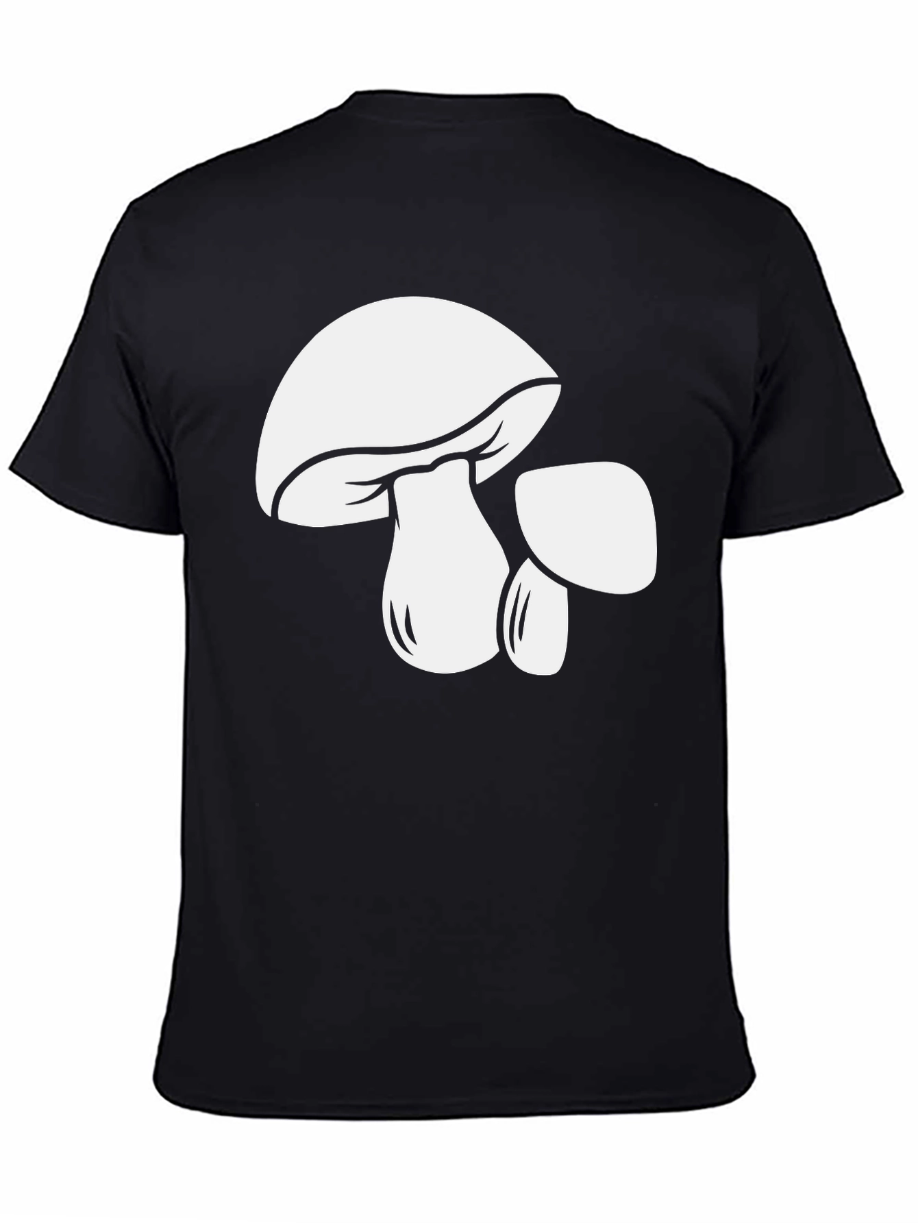 Black Mushroom Graphic Tee - Bold Black Cotton T-Shirt view 4