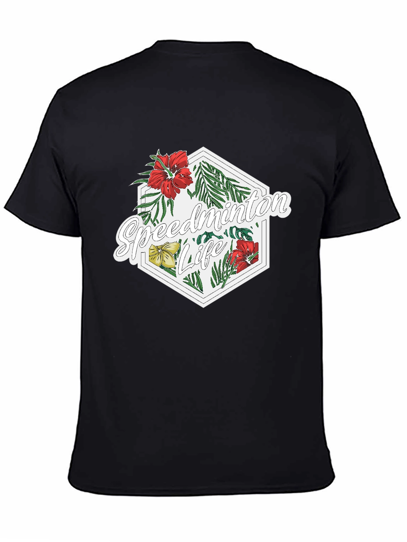 Black Speedminton Life Floral Black T-Shirt view 4