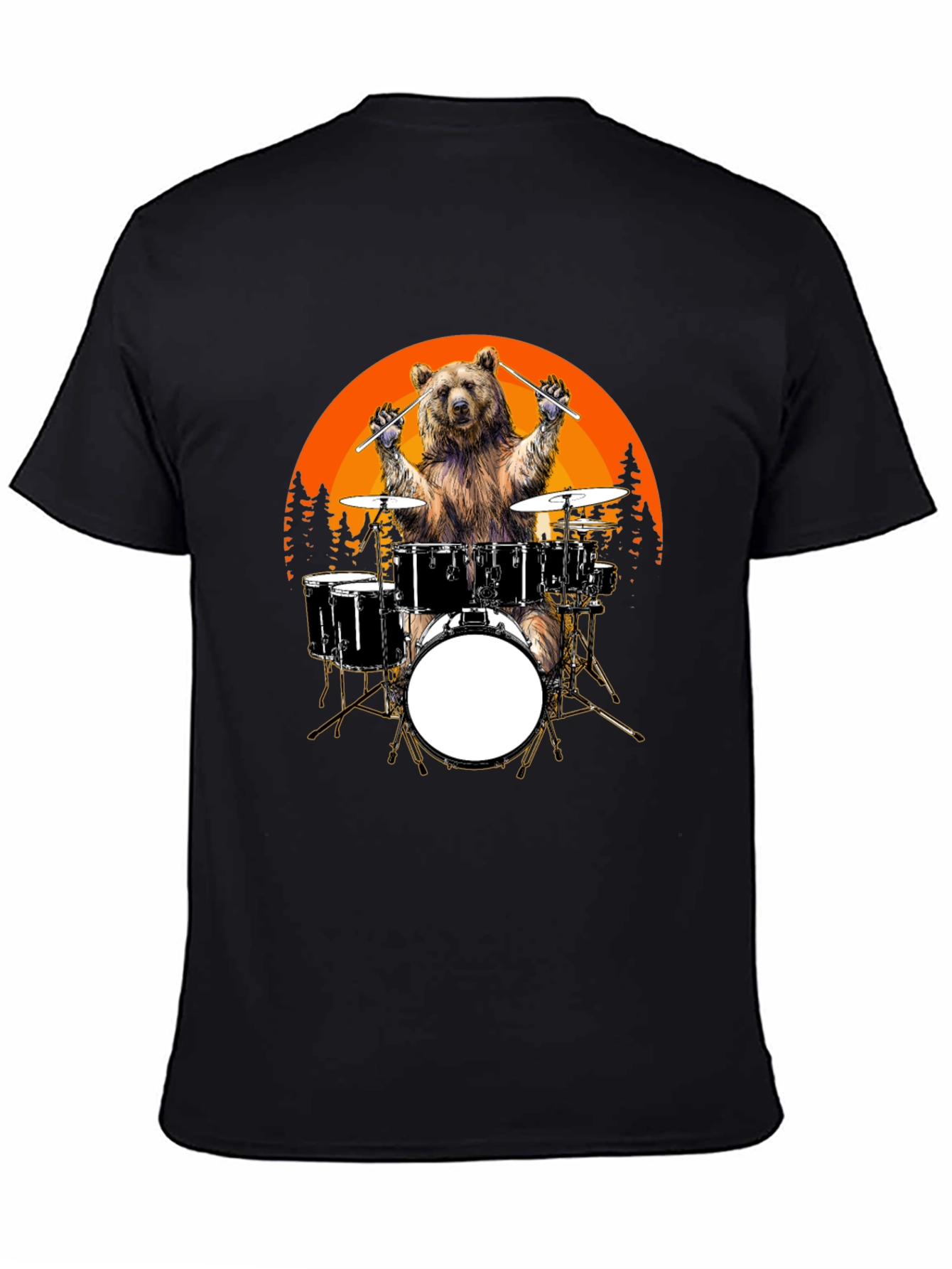 Black Bear Drummer T-Shirt - Sunset Design, Unique Graphic Tee view 4