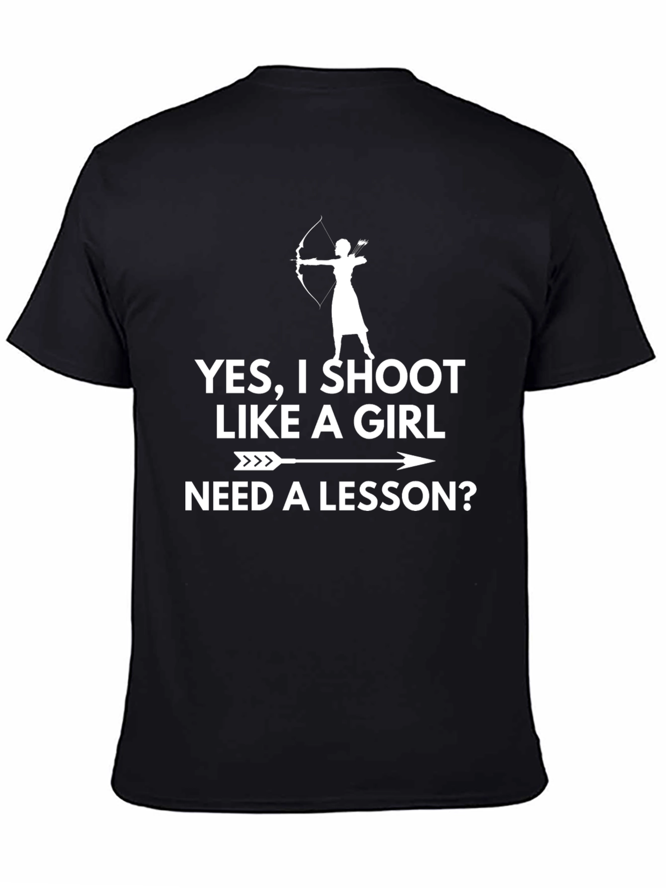 Black Archery Humor T-Shirt: Shoot Like a Girl view 4
