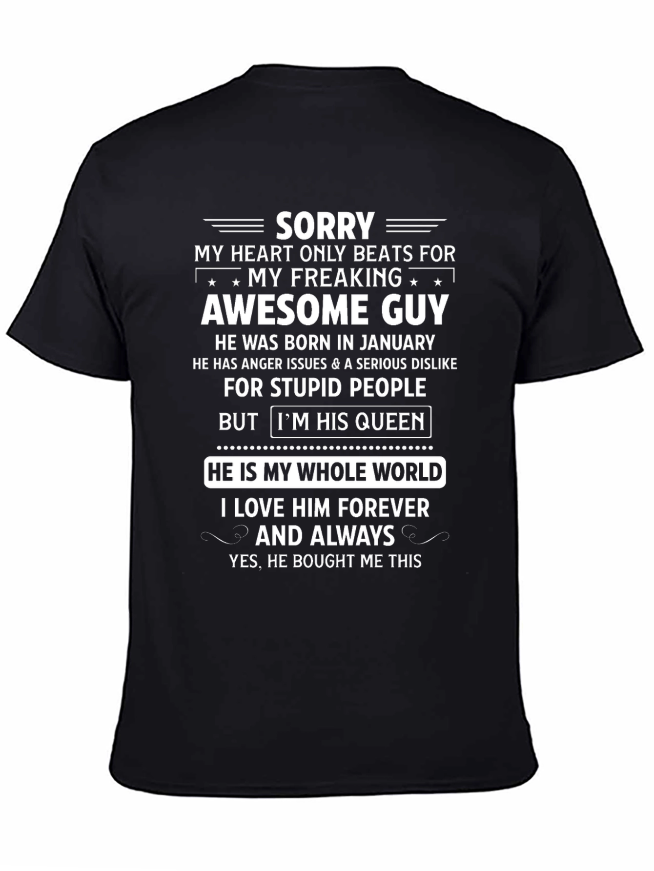 Sorry My Heart Only Beats For My Freaking Awesome Guy T-Shirt - 4