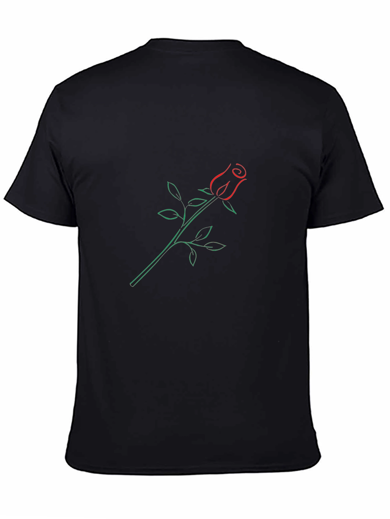 Black Minimalist Rose T-Shirt - Stylish & Unique Design view 4