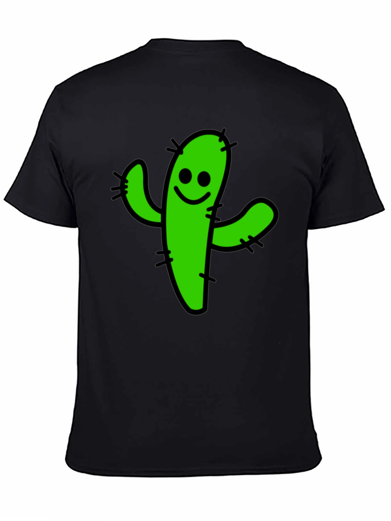 Black Funny Cactus Graphic T-Shirt - Black Cotton Tee view 4