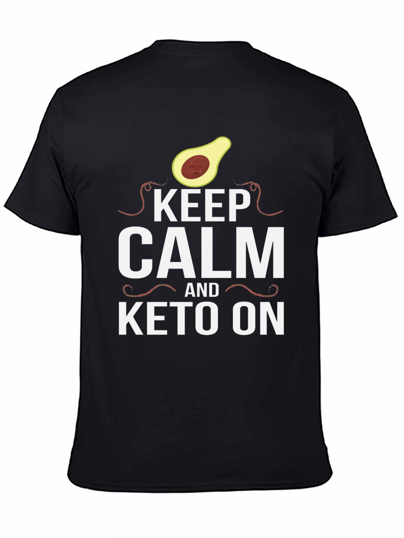 Black Keep Calm and Keto On Black T-Shirt view 4
