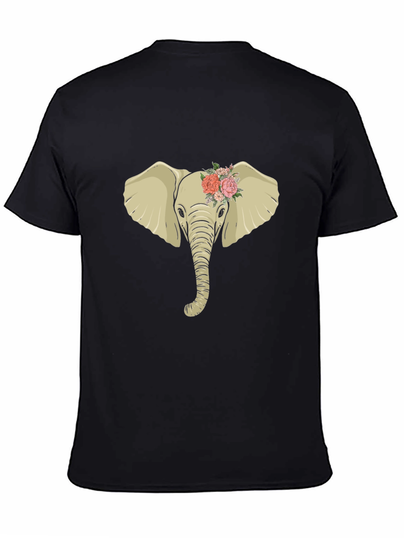 Black Elephant with Flowers Graphic Tee view 4