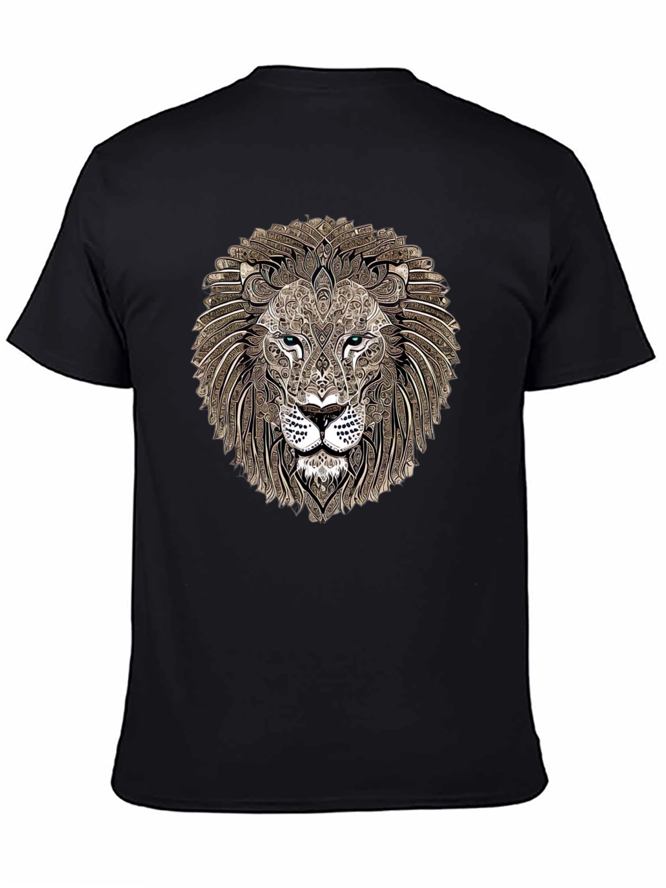 Black Lion Head Graphic Print T-Shirt view 4
