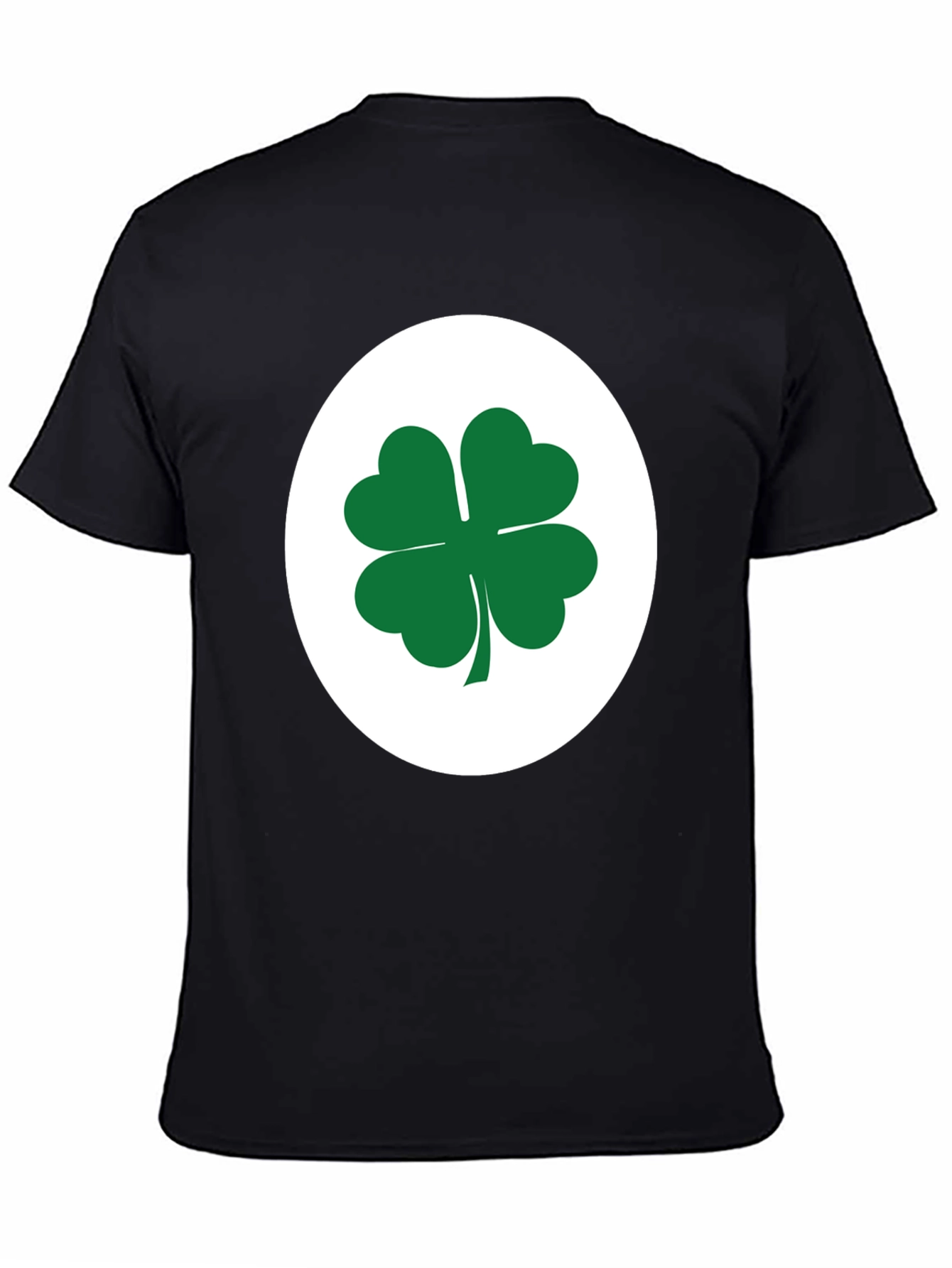 Black Lucky Shamrock Tee - Black Cotton Blend T-Shirt view 4
