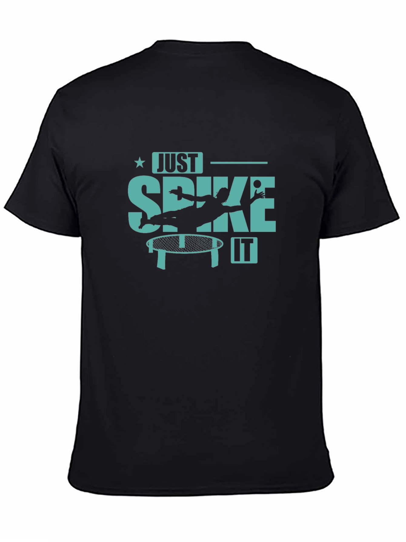 Black Just Spike It T-Shirt - Sporty Roundnet Design view 4