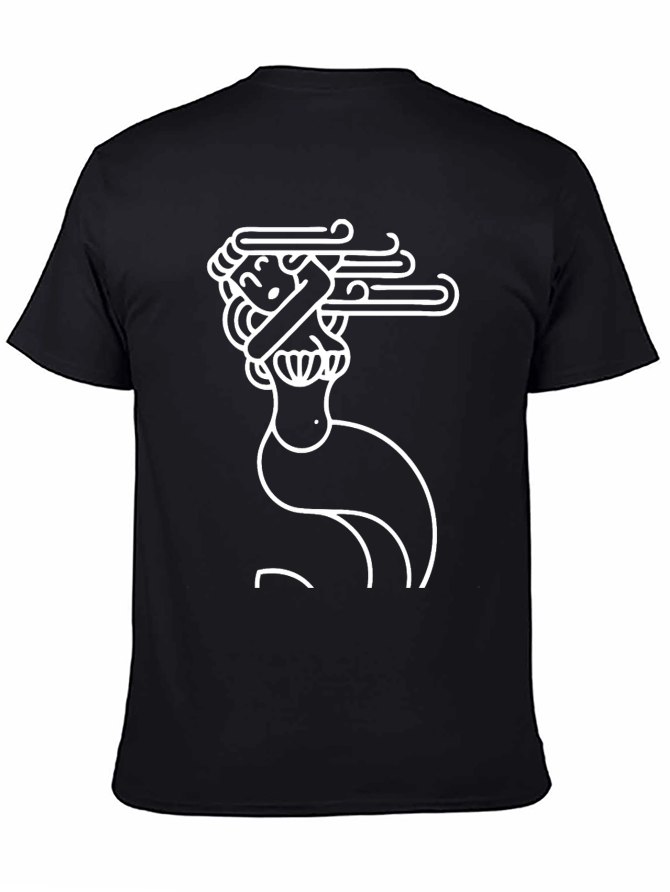 Black Abstract Line Art Graphic Tee - Black view 4