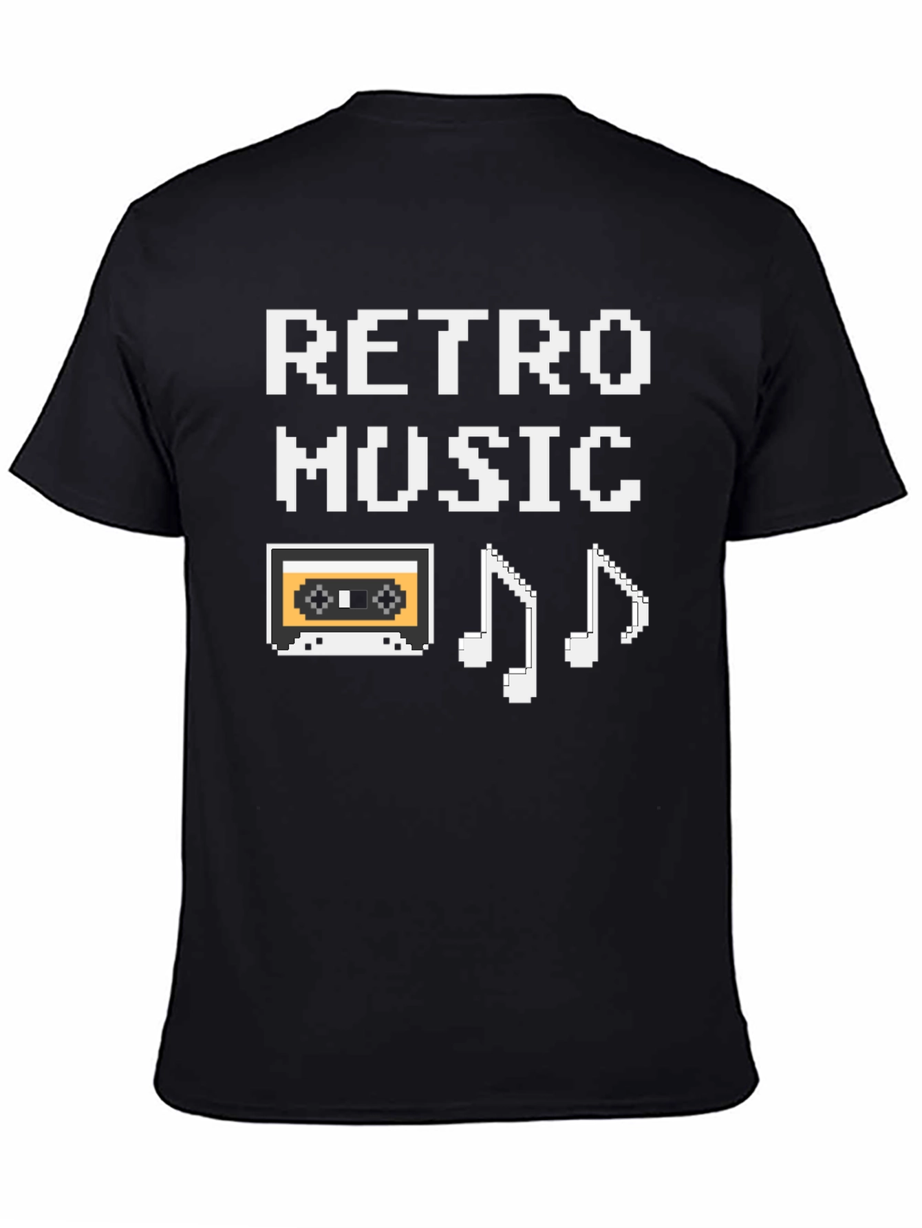 Black Retro Music Pixel T-Shirt - Vintage 8-Bit Style! view 4