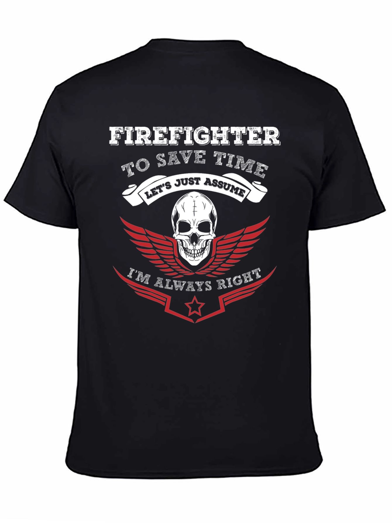 Black Firefighter Skull Graphic Tee - Always Right Humor view 4