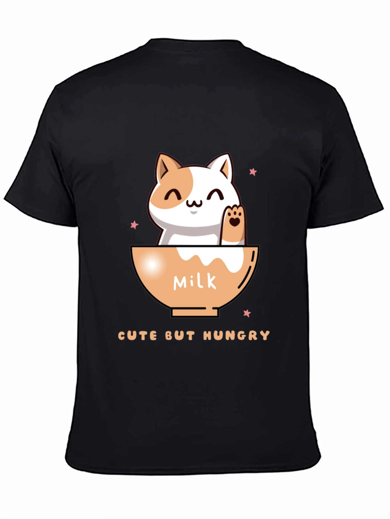 Black Cute But Hungry Cat Graphic Tee view 4