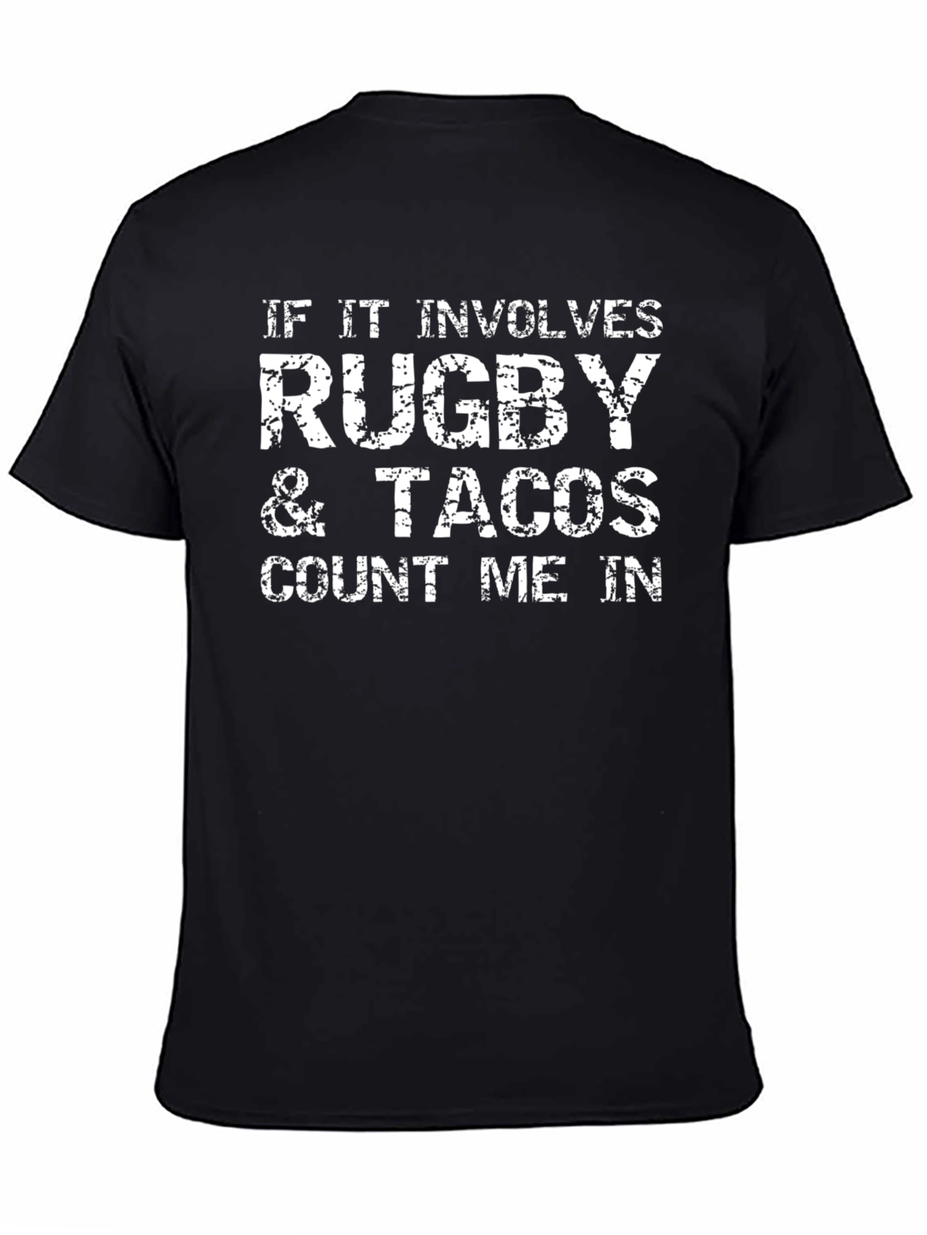 Black Rugby & Tacos Men's Black T-Shirt view 4