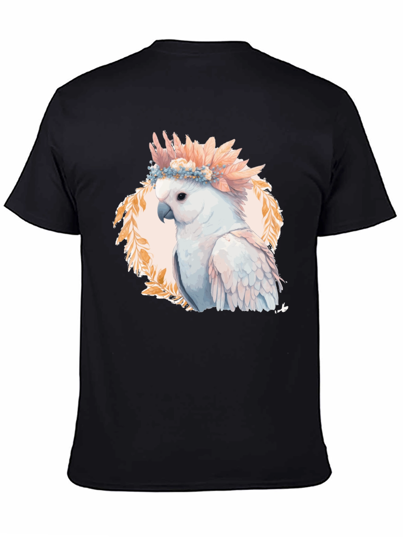 Black Cockatoo Flower Crown Graphic Tee view 4