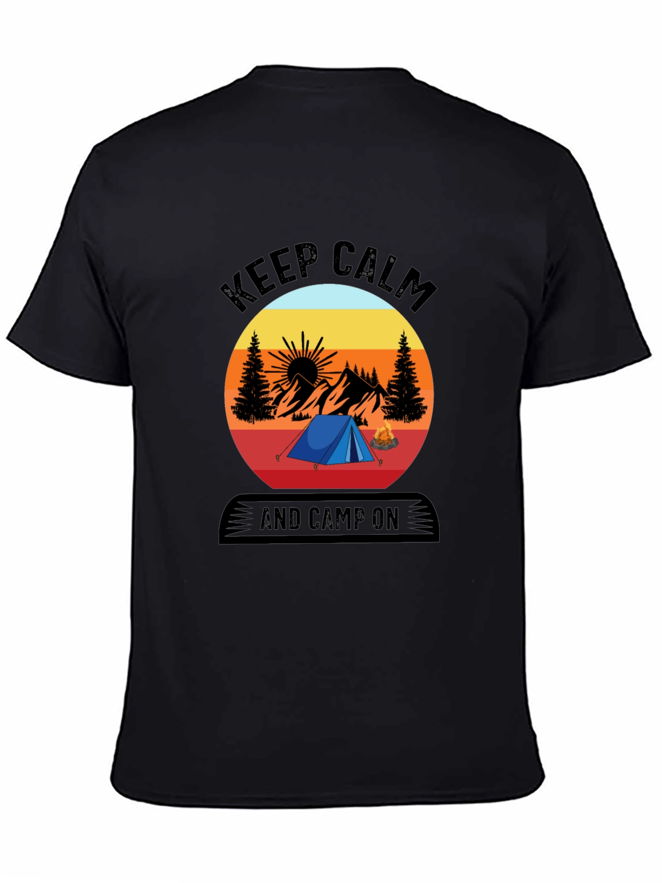 Black Keep Calm and Camp On T-Shirt view 4