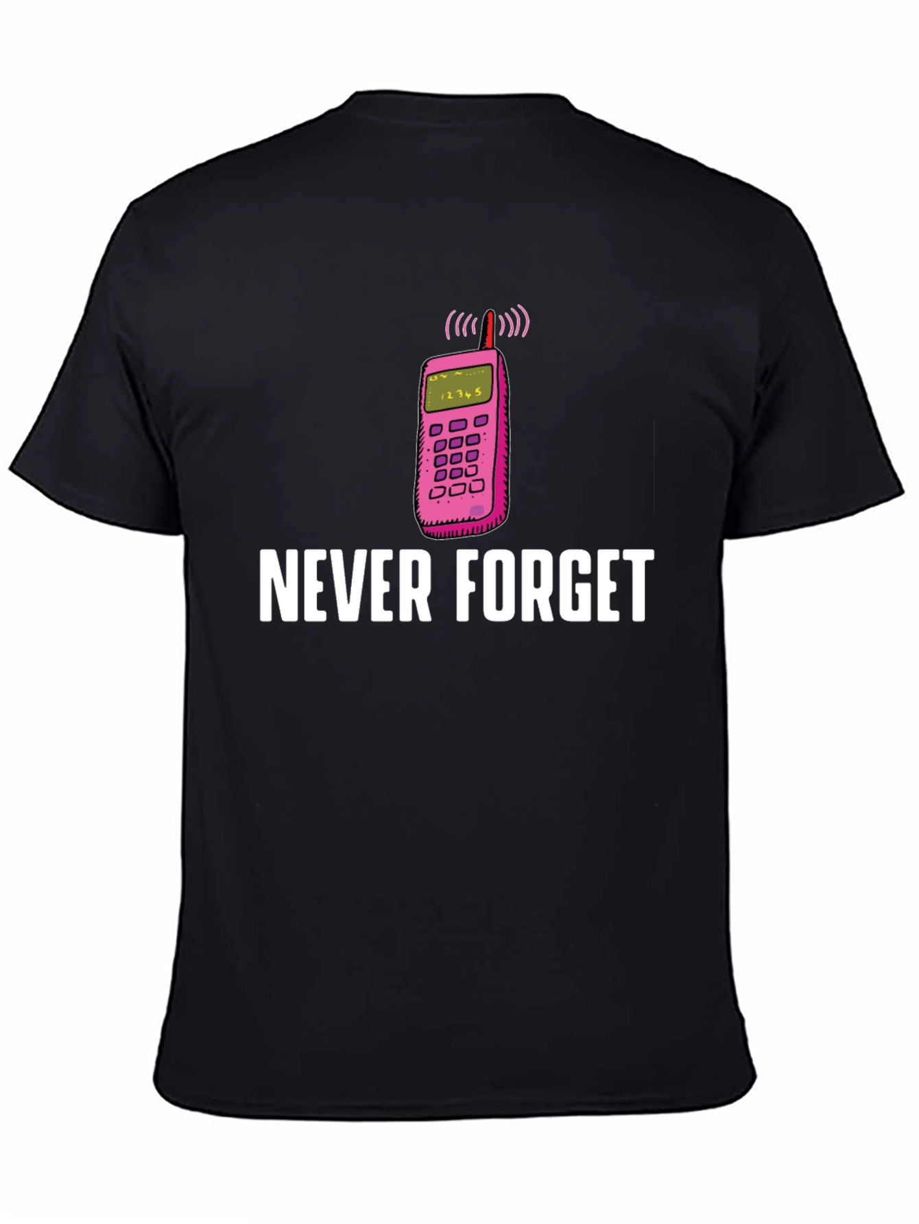 Black Retro Phone T-Shirt - Never Forget view 4