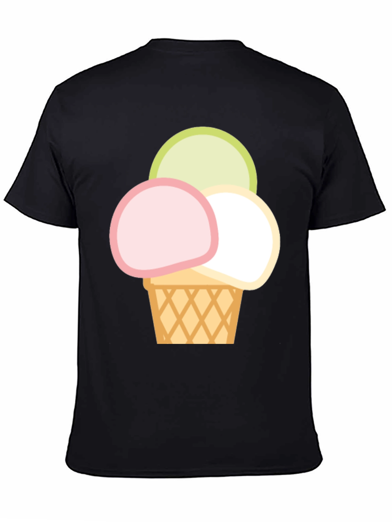 Black Ice Cream Scoop Graphic Tee - Casual Cotton T-Shirt view 4