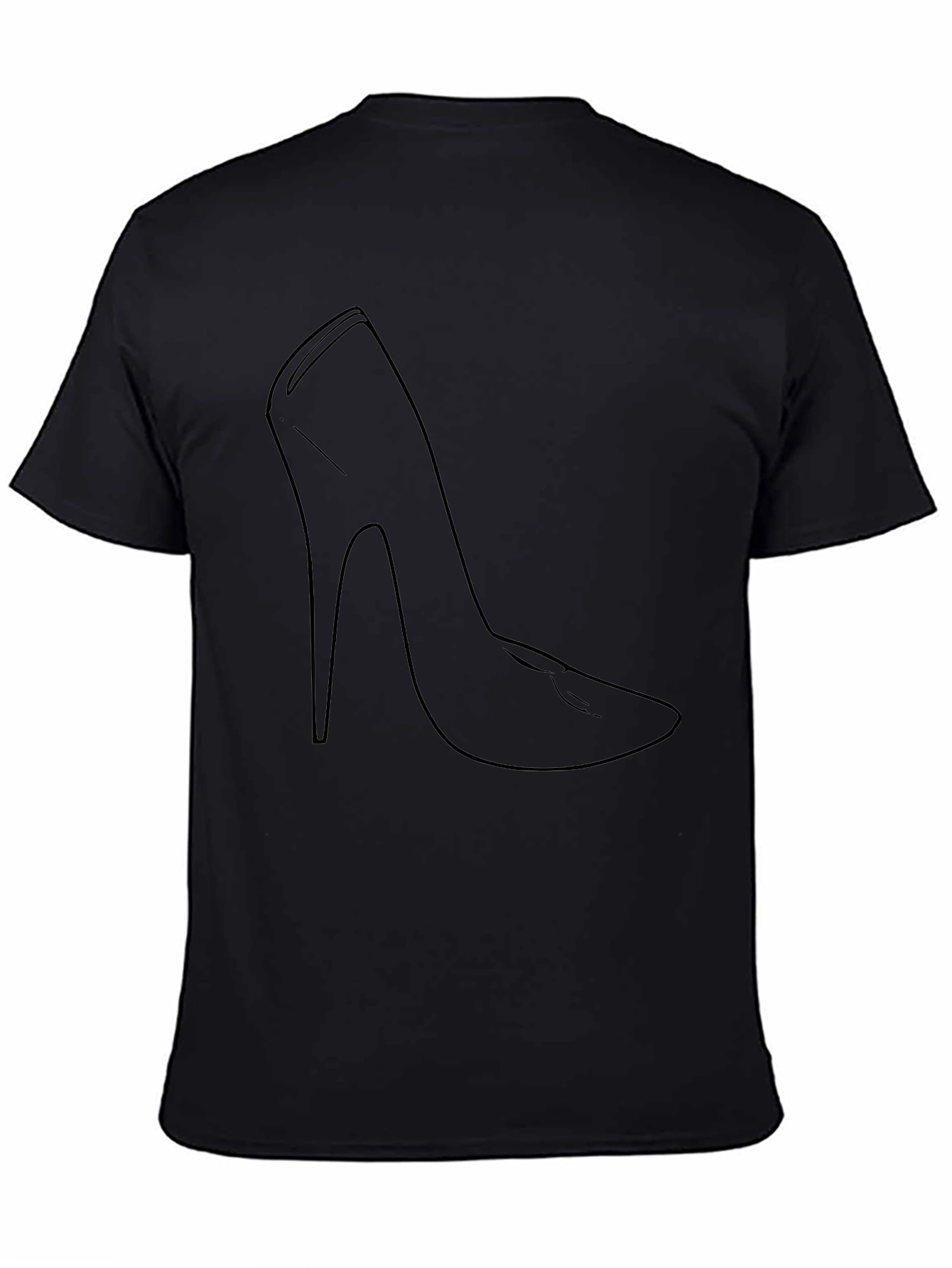Black High Heel Outline Black T-Shirt view 4